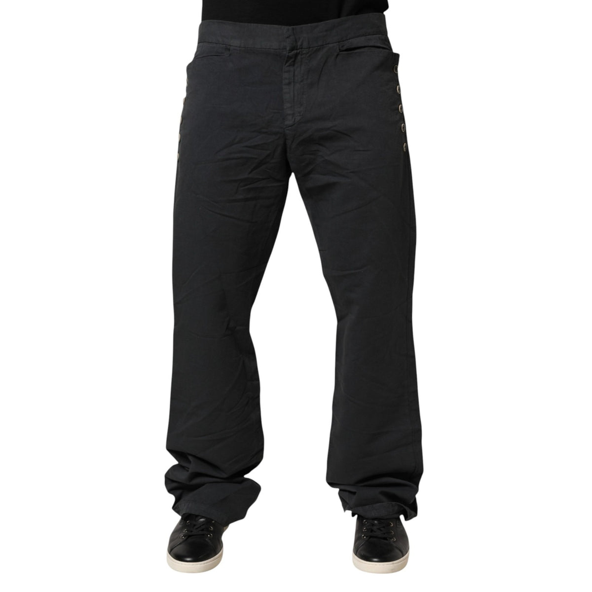 Just Cavalli Black Straight Fit Mid Waist Denim Trouser Jeans