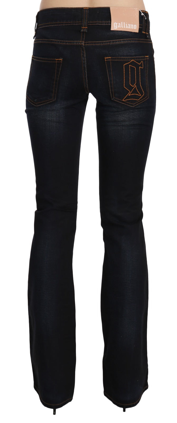 New John Galliano Blue Washed Mid Waist Regular Leg Boot Cut Denim Jeans