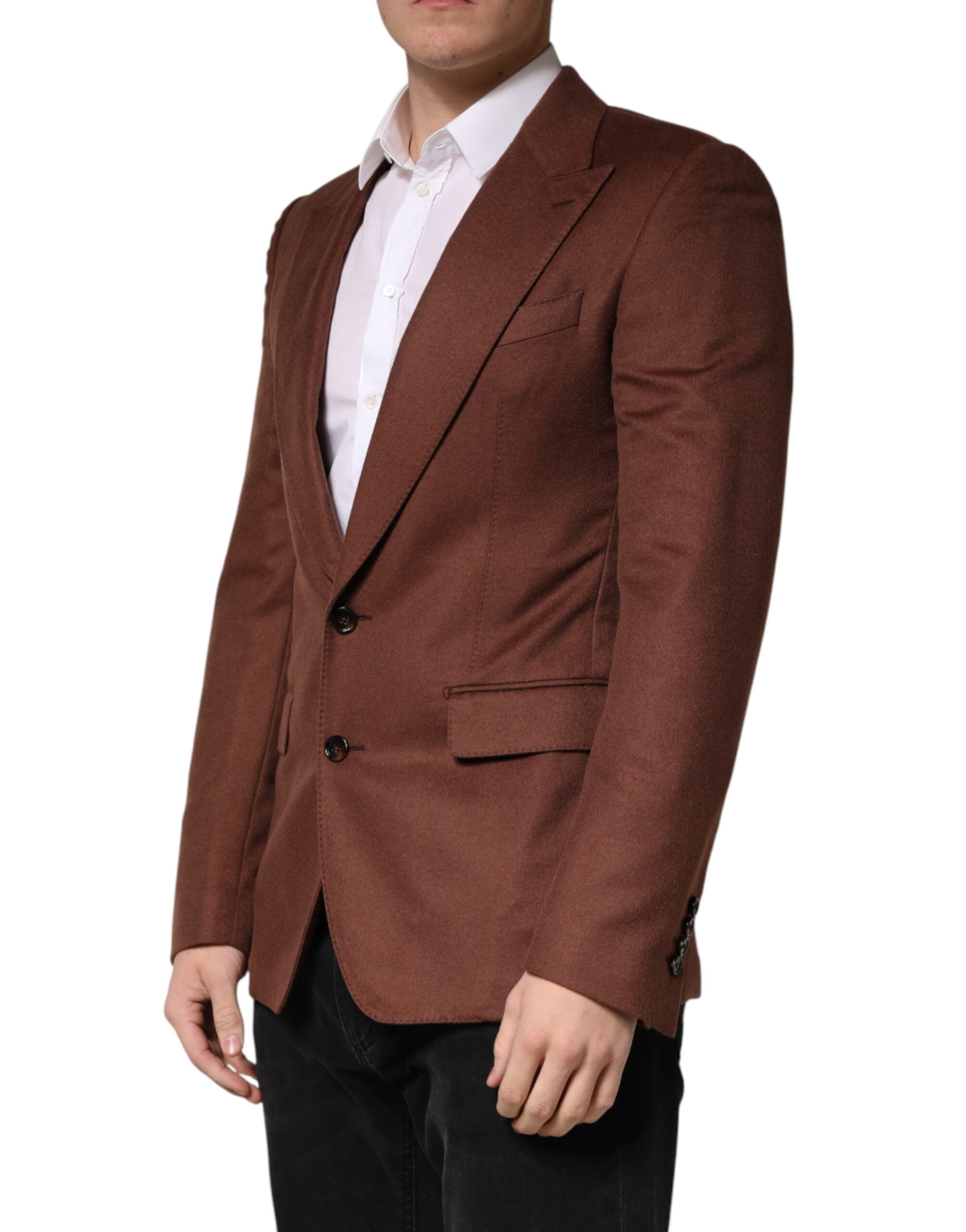 New Dolce & Gabbana Brown Cashmere Single Breasted Jacket Blazer