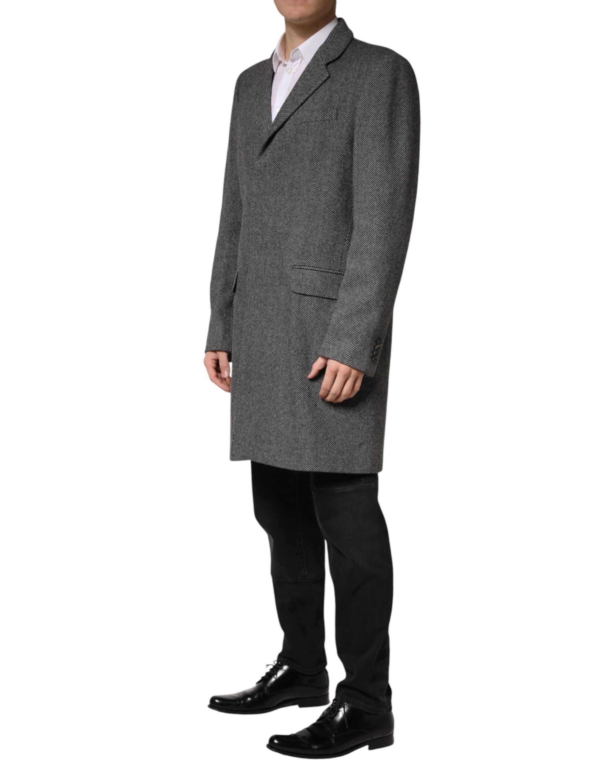 New Dolce & Gabbana Gray Single Breasted Men Trench Coat Jacket
