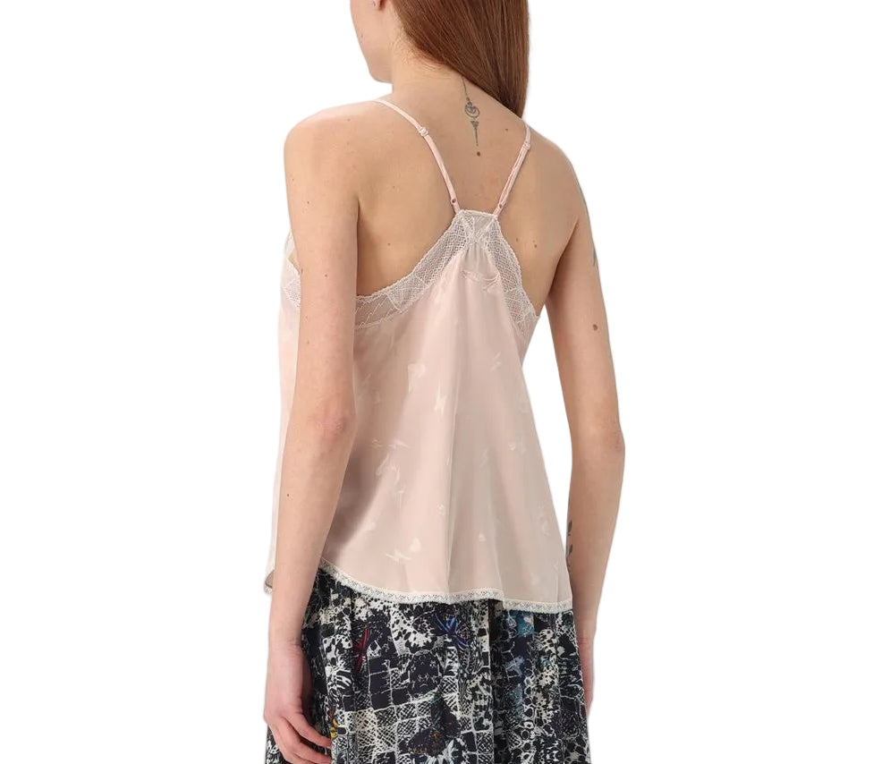 Zadig & Voltaire Pink Patterned Satin Top
