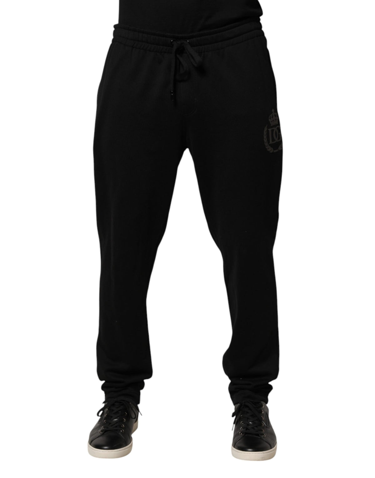 Pre-Owned Dolce & Gabbana Black Logo Cotton Skinny Jogger Trouser Pants Men's - Very Good