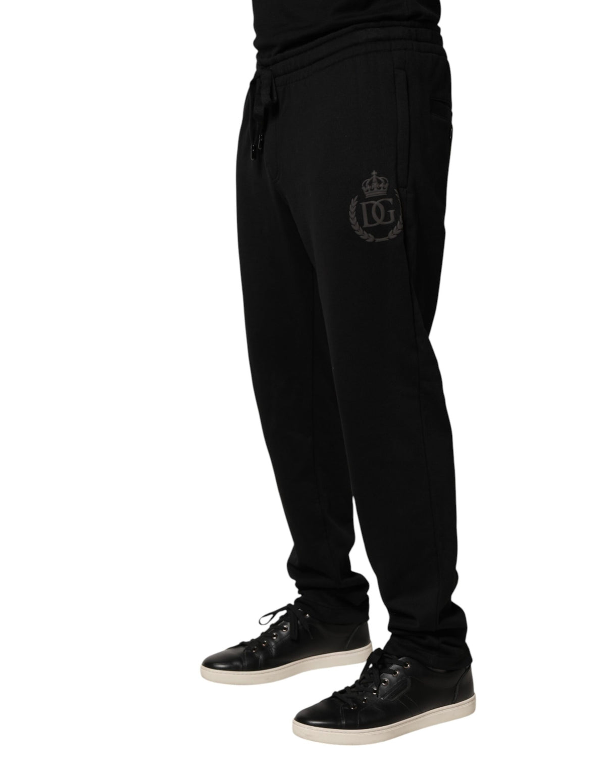 Pre-Owned Dolce & Gabbana Black Logo Cotton Skinny Jogger Trouser Pants Men's - Very Good