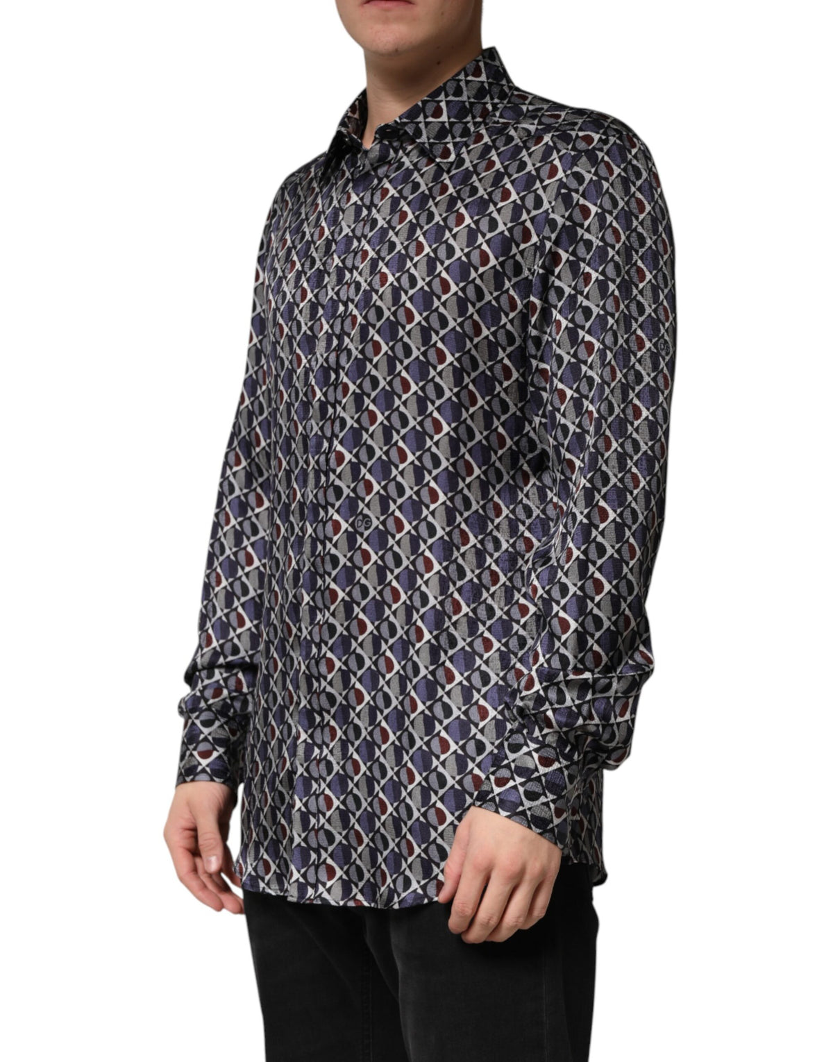 New Dolce & Gabbana Patterned Collared GOLD Men Dress Shirt