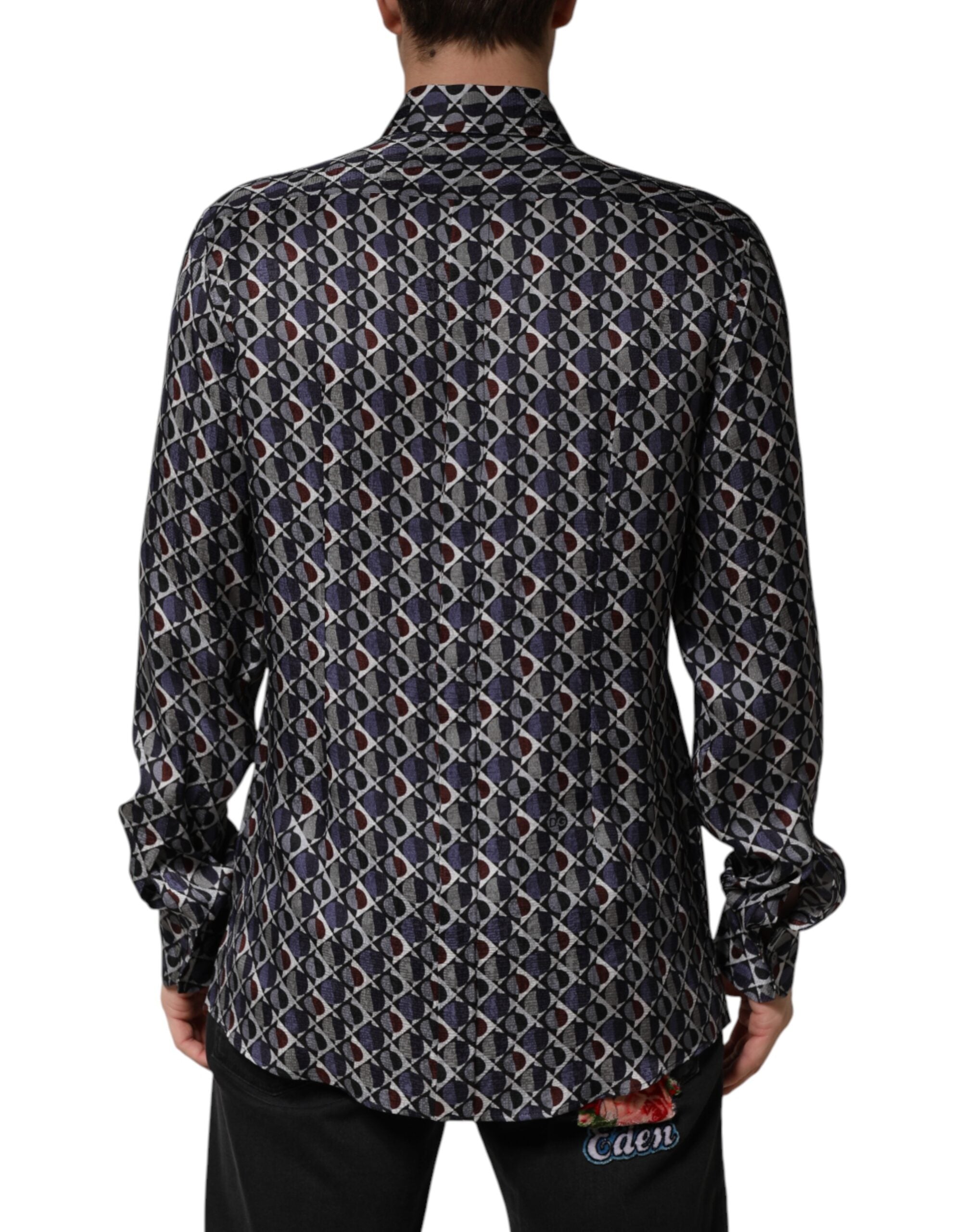New Dolce & Gabbana Patterned Collared GOLD Men Dress Shirt