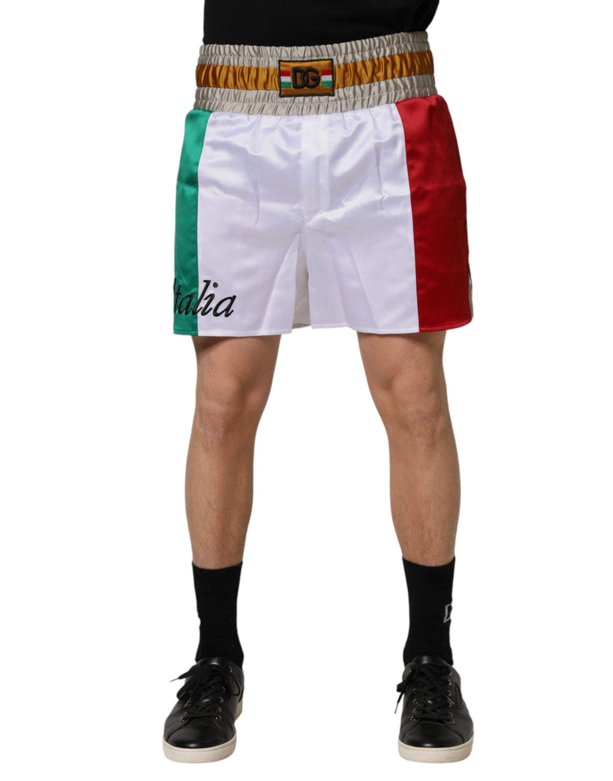 Dolce & Gabbana Multicolor Italia Polyester Bermuda Shorts