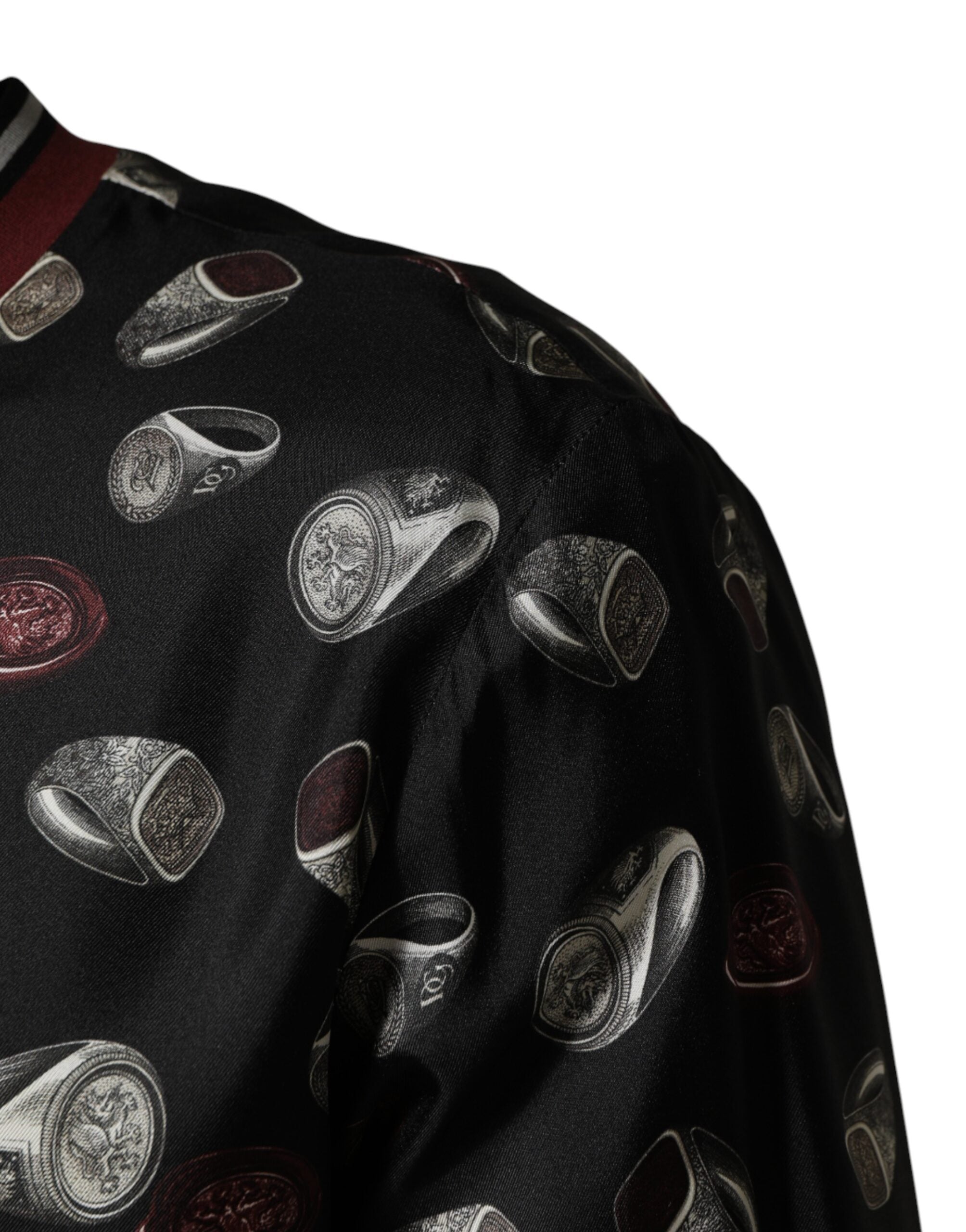 Dolce & Gabbana Black Ring Print CrewNeck Sweatshirt Sweater
