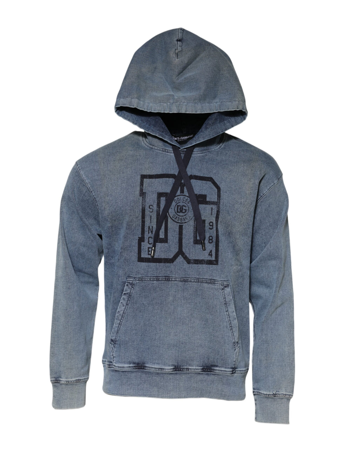 Dolce & Gabbana Blue Cotton Logo Hooded Sweatshirt Sweater