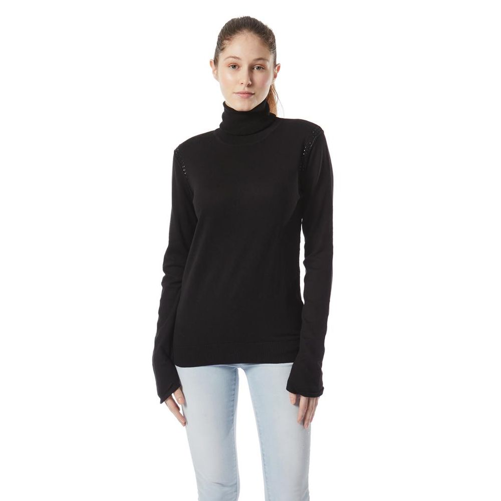 Gas Black Cotton Turtleneck