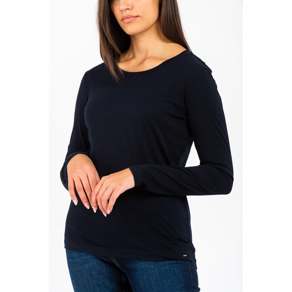 Gas Blue Cotton Long Sleeve T-Shirt