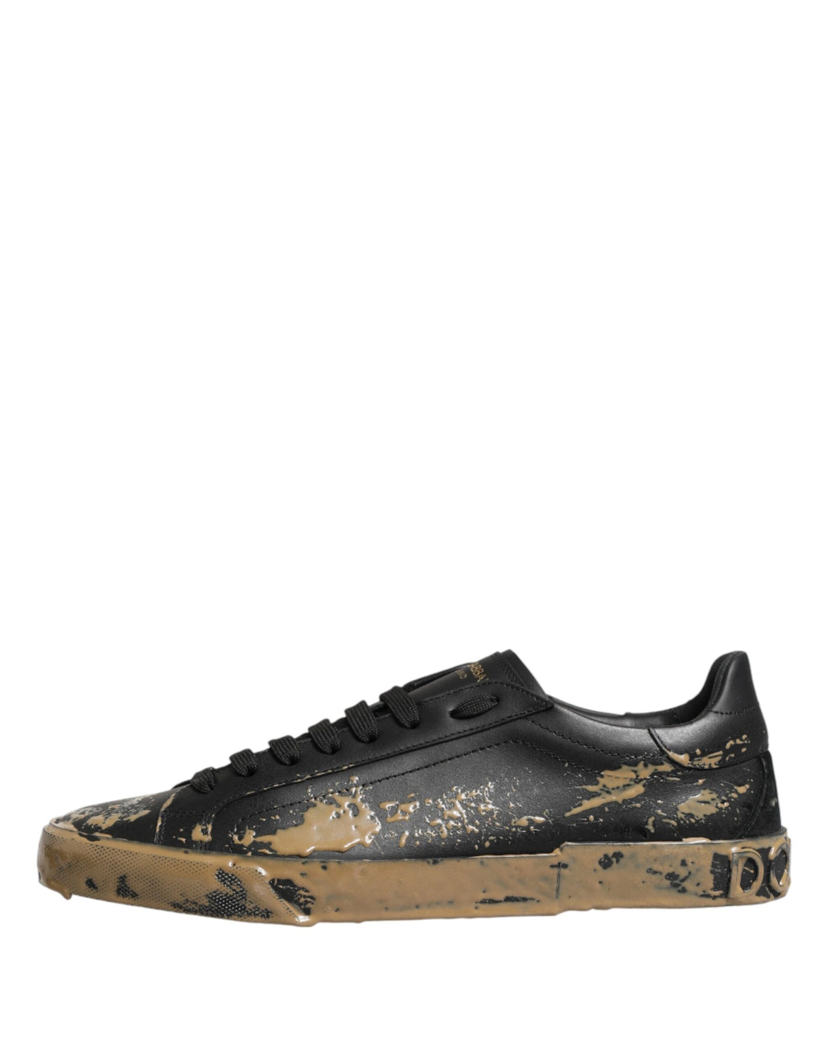 New Dolce & Gabbana Black Portofino Mud Effect Low Top Sneakers Shoes