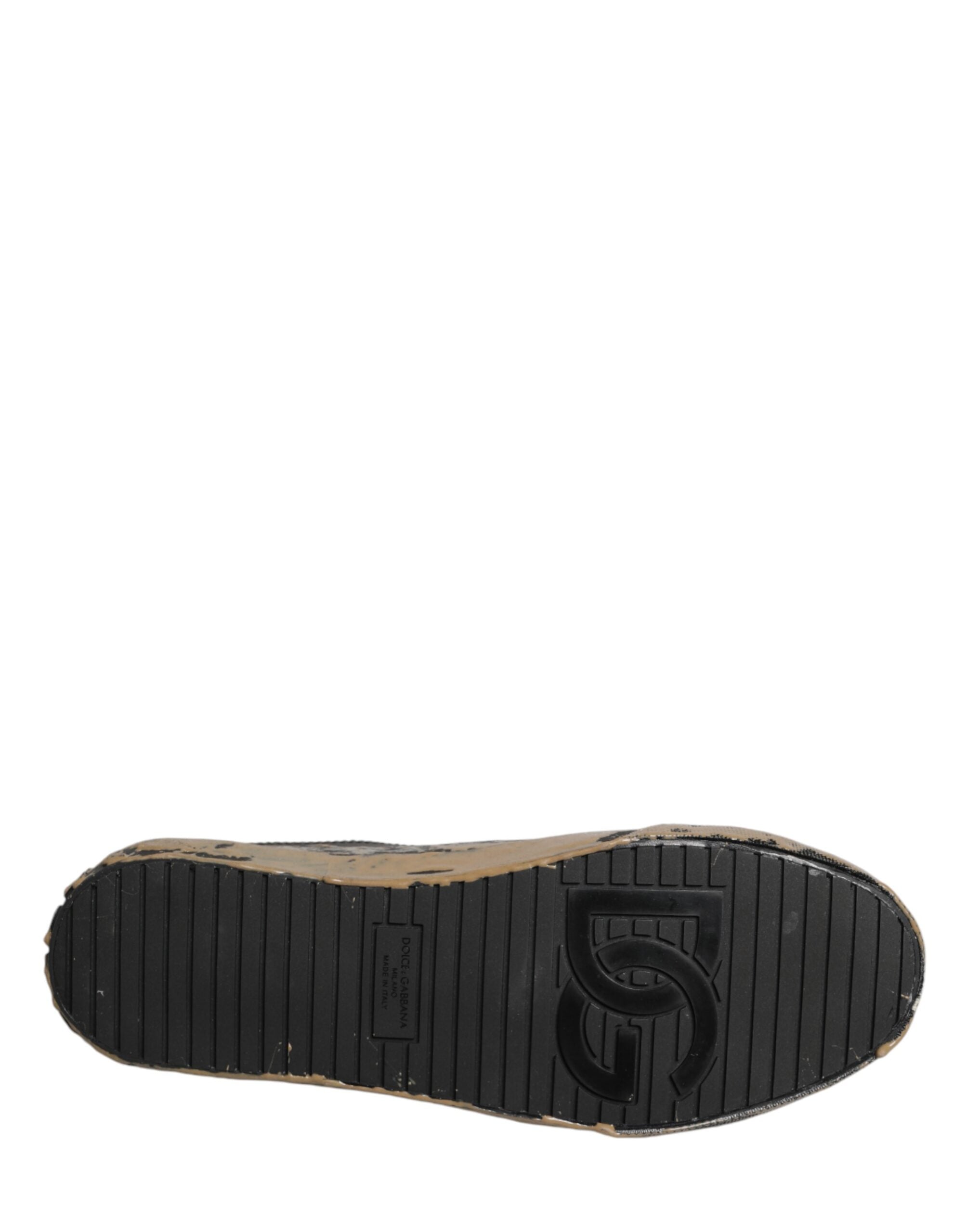 New Dolce & Gabbana Black Portofino Mud Effect Low Top Sneakers Shoes