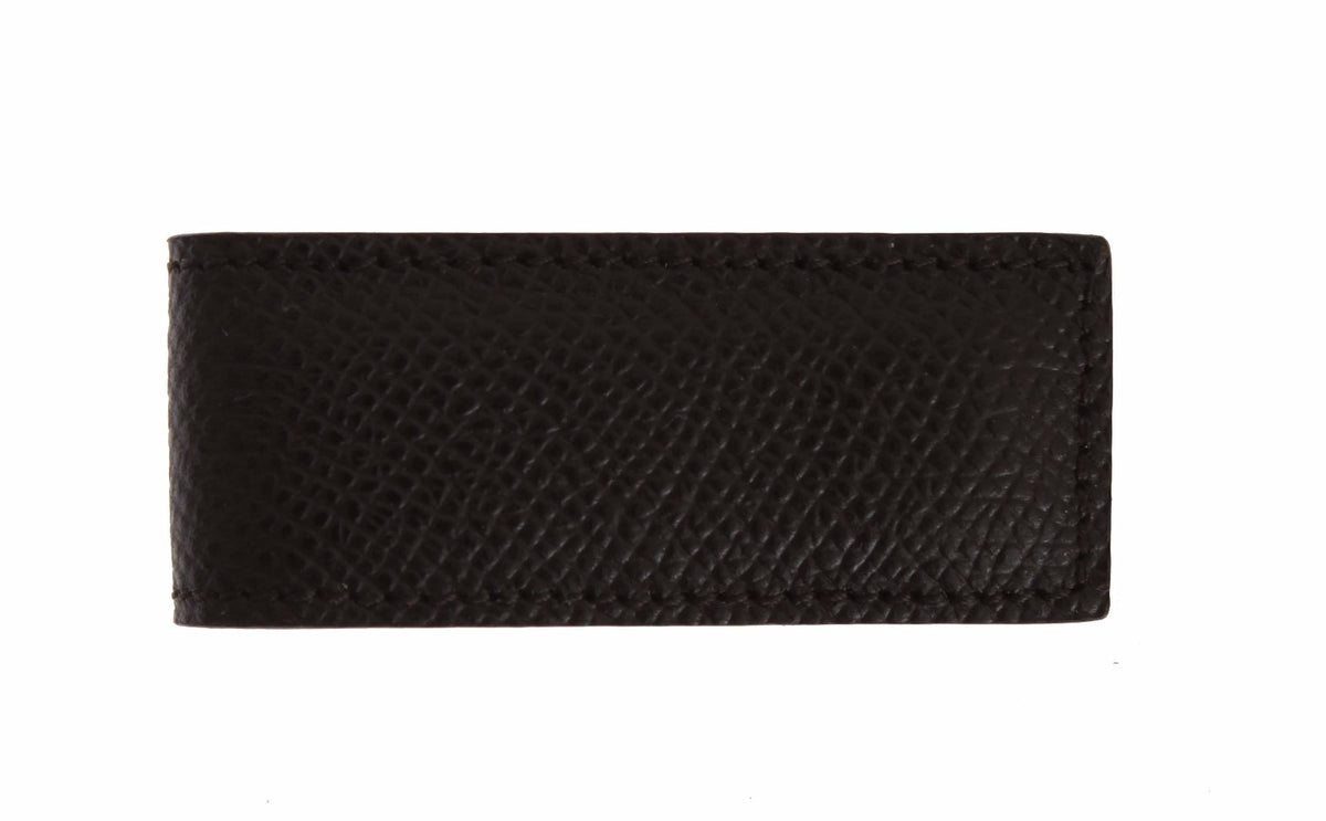 New Dolce & Gabbana Brown Leather Magnet Mens Money Bar Clasp Money Cash Clip