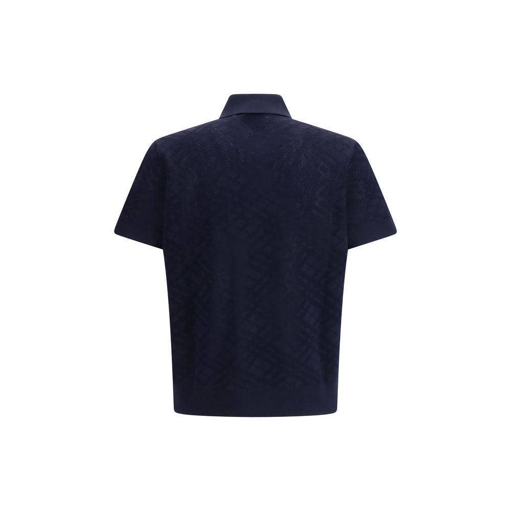 New Burberry Blue Wool Polo Shirt