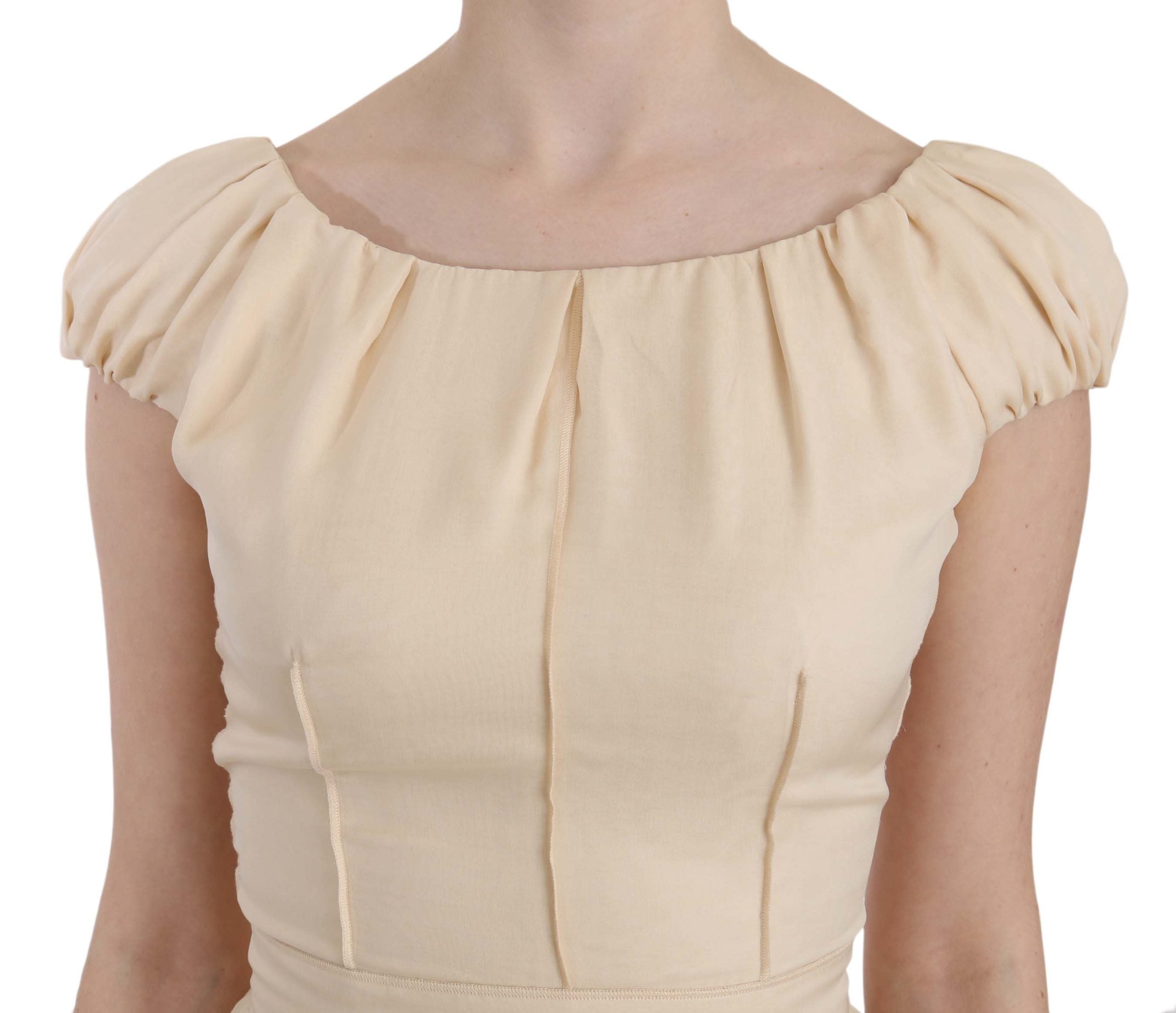Dolce & Gabbana Beige Silk Column Cap Sleeve Gown Dress - PreLoved & Luxe
