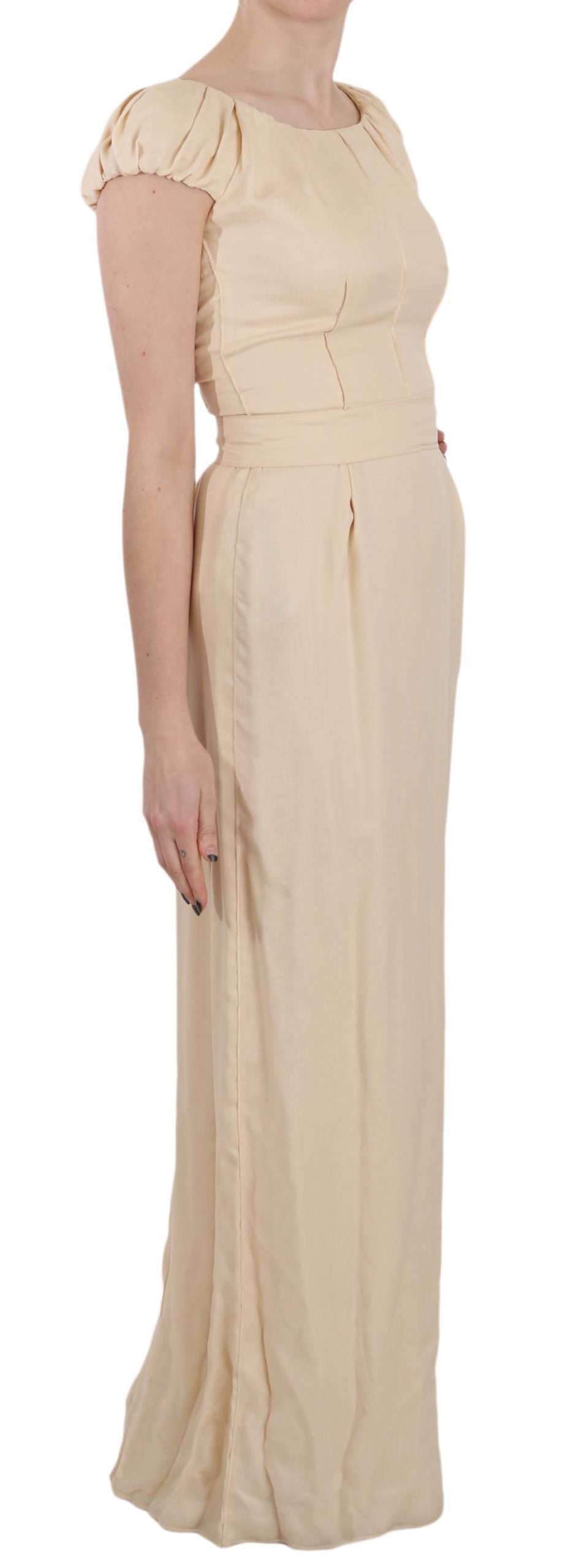 Dolce & Gabbana Beige Silk Column Cap Sleeve Gown Dress - PreLoved & Luxe