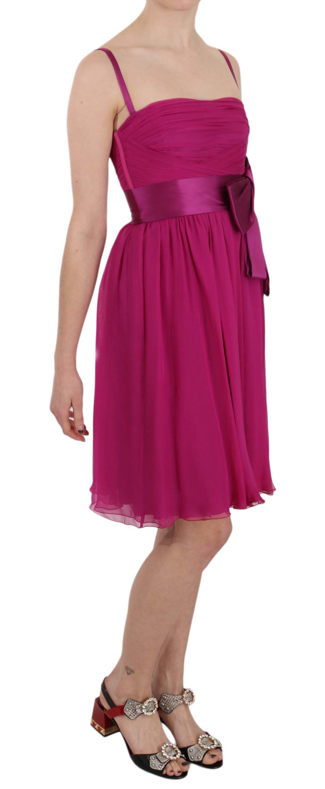 Dolce & Gabbana Fuchsia Pink Bow Silk Sleeveless Dress - PreLoved & Luxe