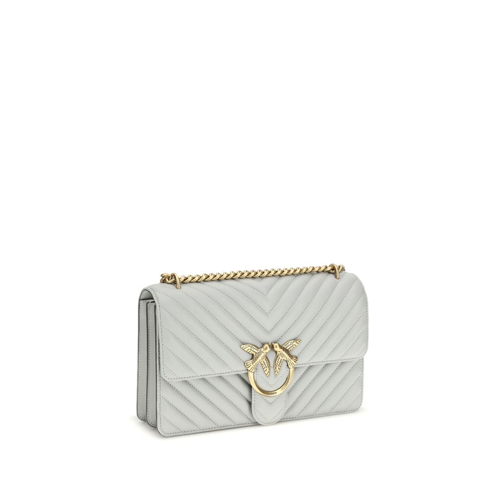 PINKO Gray Leather Shoulder Bag