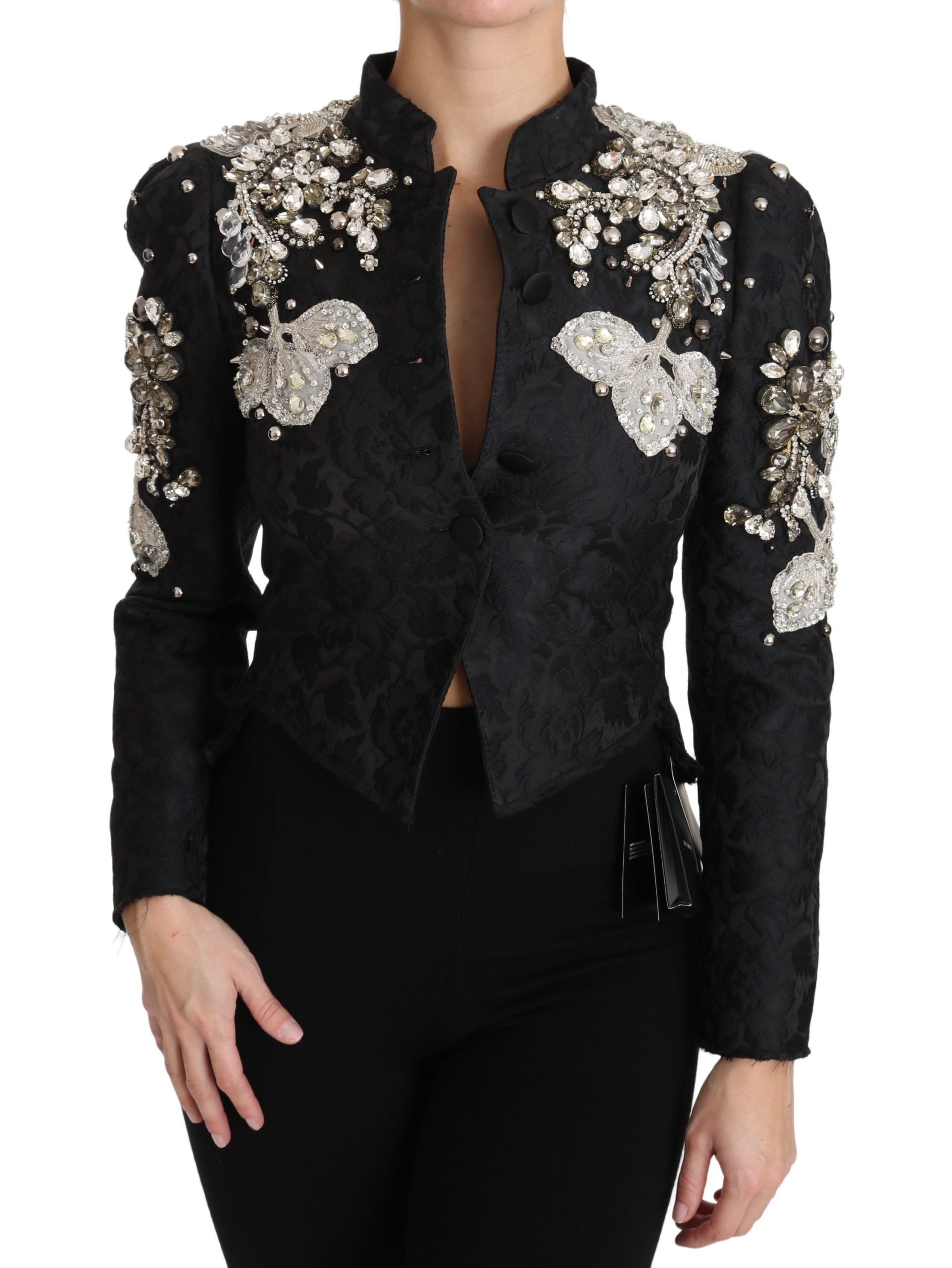Dolce & Gabbana Black Jacquard Crystal Floral Jacket - PreLoved & Luxe