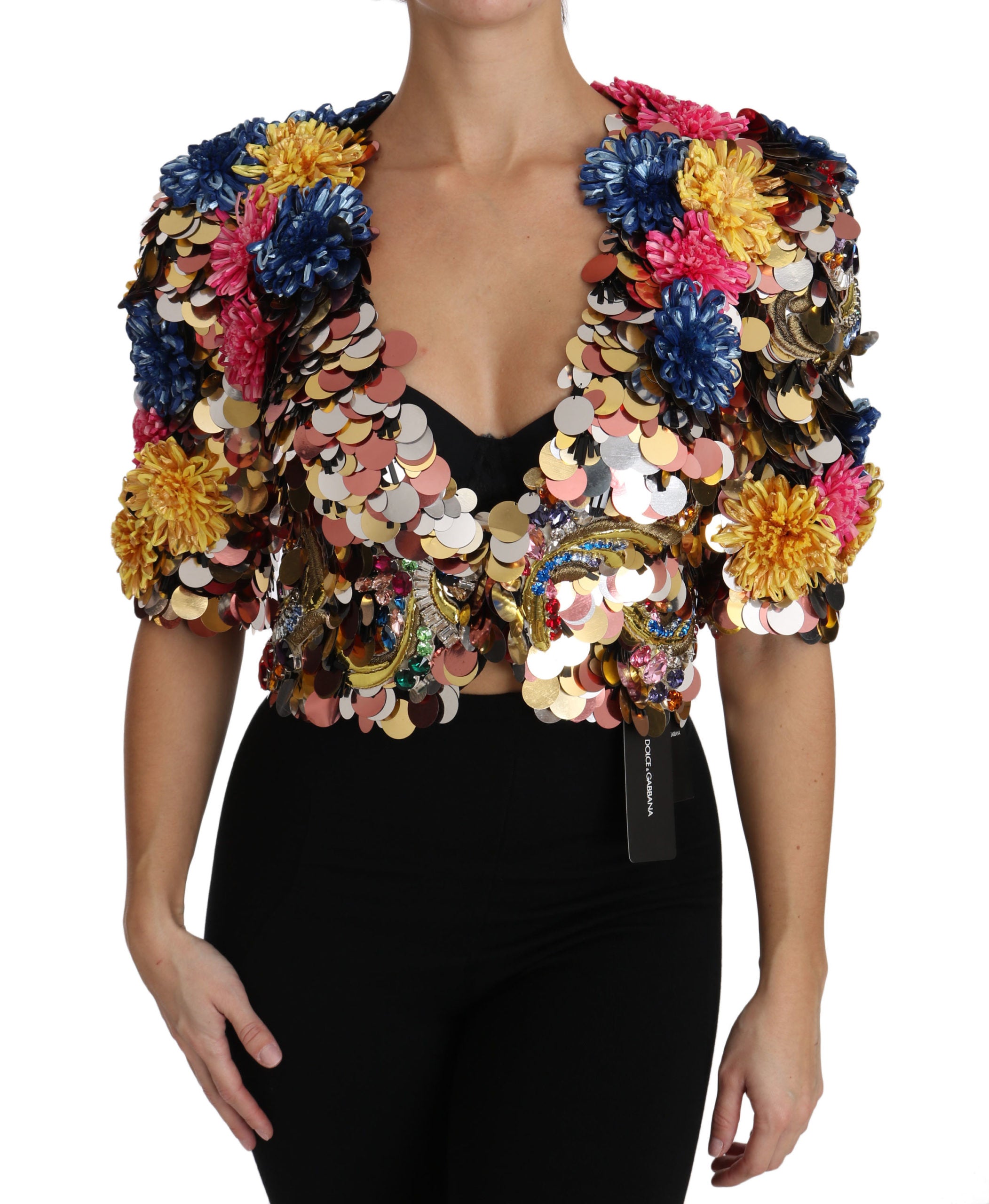 Dolce & Gabbana Crystal Sequined Floral Jacket Coat - PreLoved & Luxe