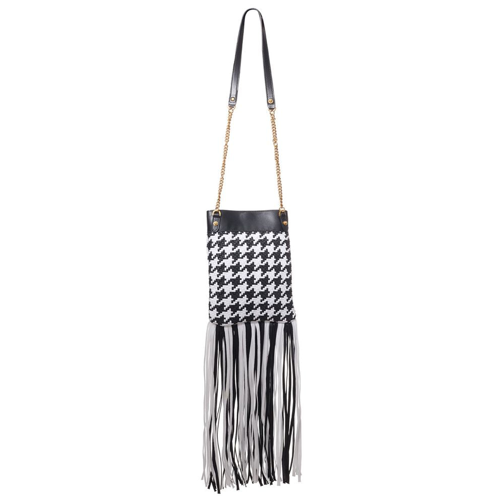 Versace Black And White Leather And Textile Shoulder Bag - PreLoved & Luxe