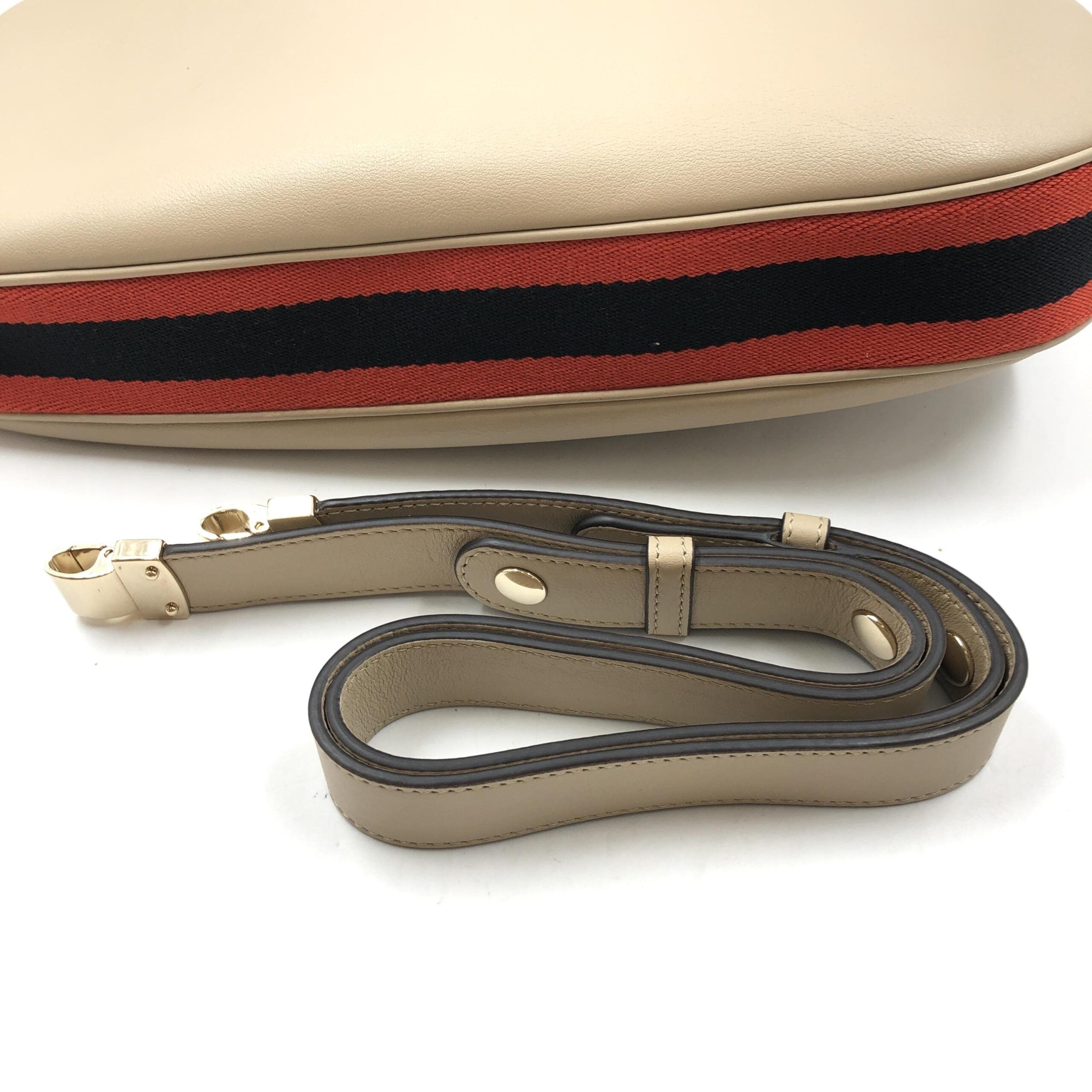 Pre-Owned Gucci Aria Calfskin Web Large Attache Shoulder Bag Beige Brown Women's AB (Very Good — between Lightly Used and Used)