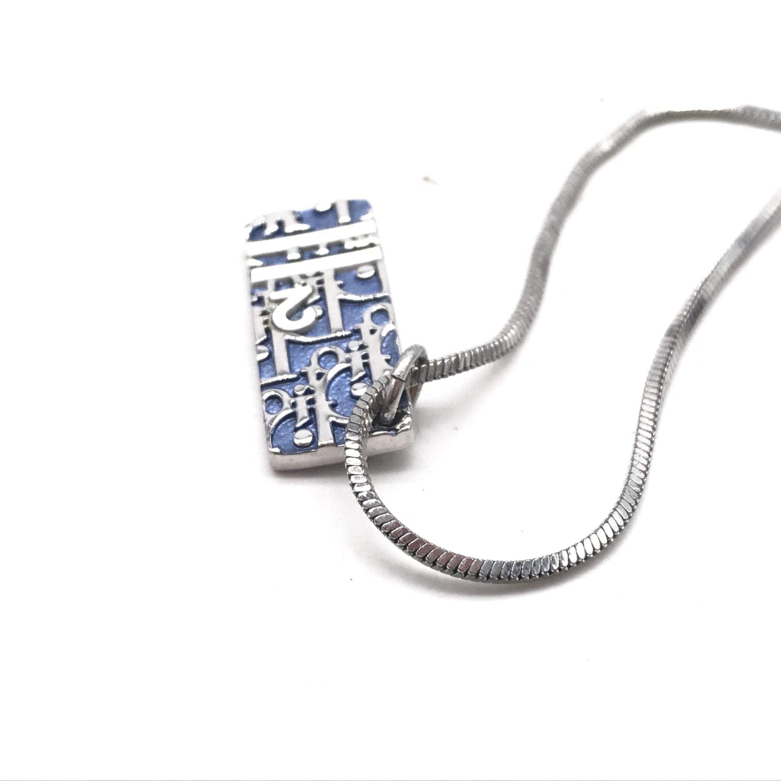 Pre-Owned Christian Dior Blue Trotter Pendant Necklace Silver Women's AB (Very Good — between Lightly Used and Used)