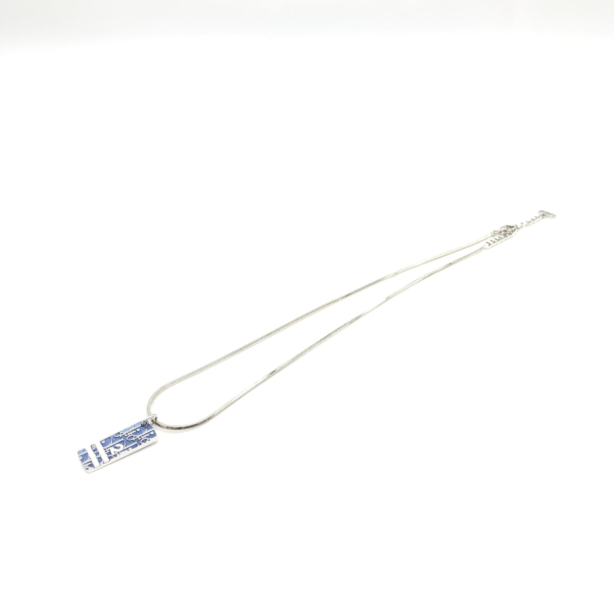 Pre-Owned Christian Dior Blue Trotter Pendant Necklace Silver Women's AB (Very Good — between Lightly Used and Used)