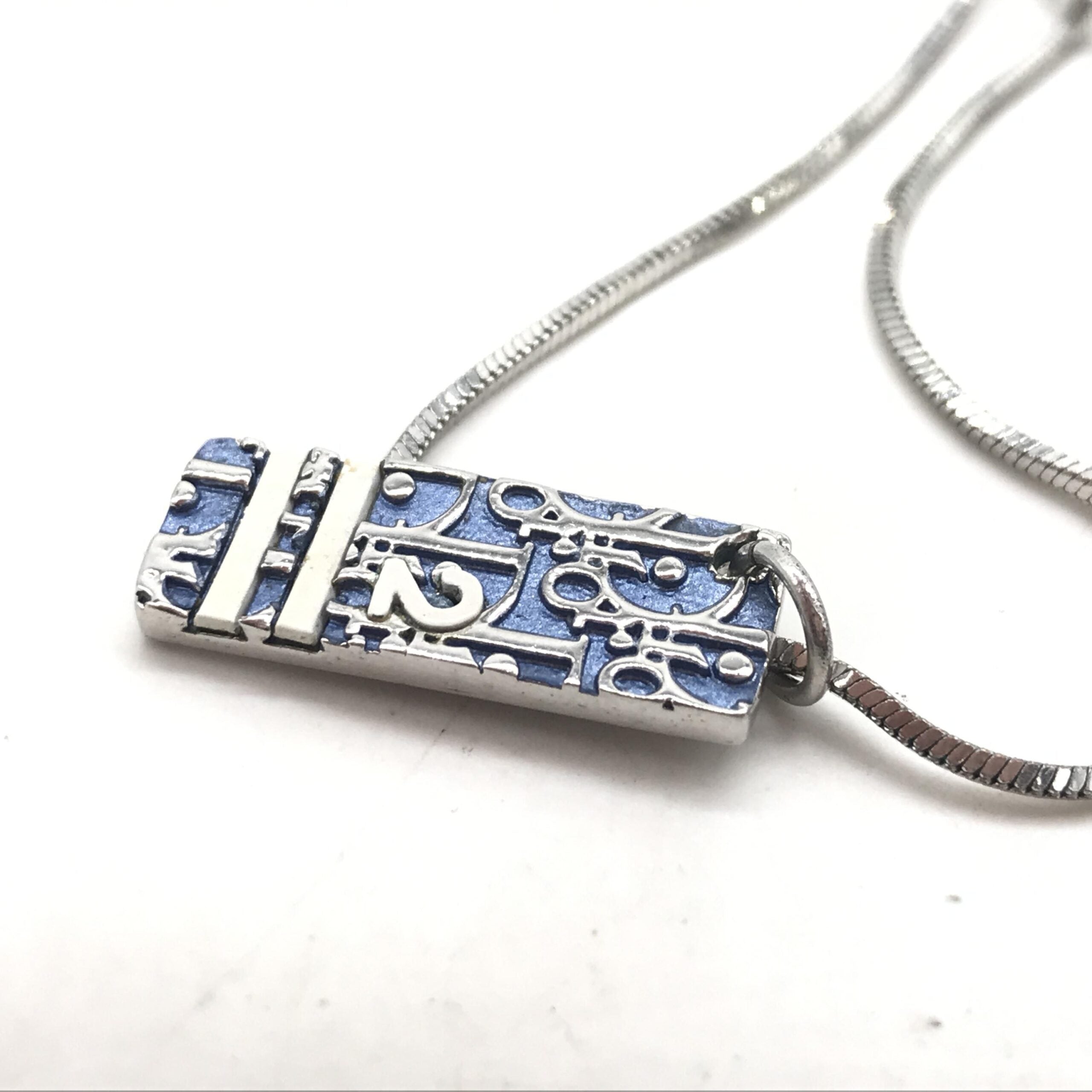 Pre-Owned Christian Dior Blue Trotter Pendant Necklace Silver Women's AB (Very Good — between Lightly Used and Used)
