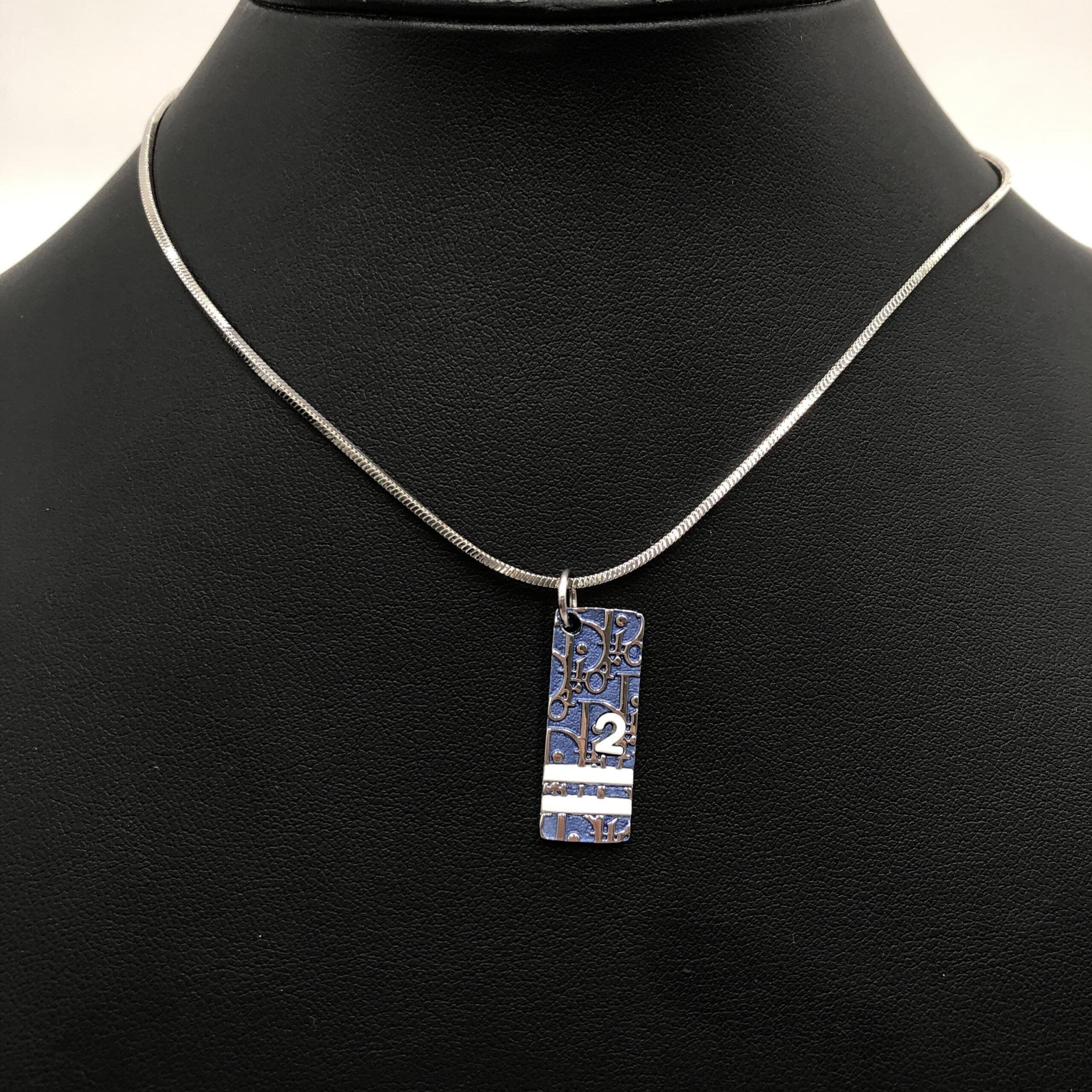 Pre-Owned Christian Dior Blue Trotter Pendant Necklace Silver Women's AB (Very Good — between Lightly Used and Used)