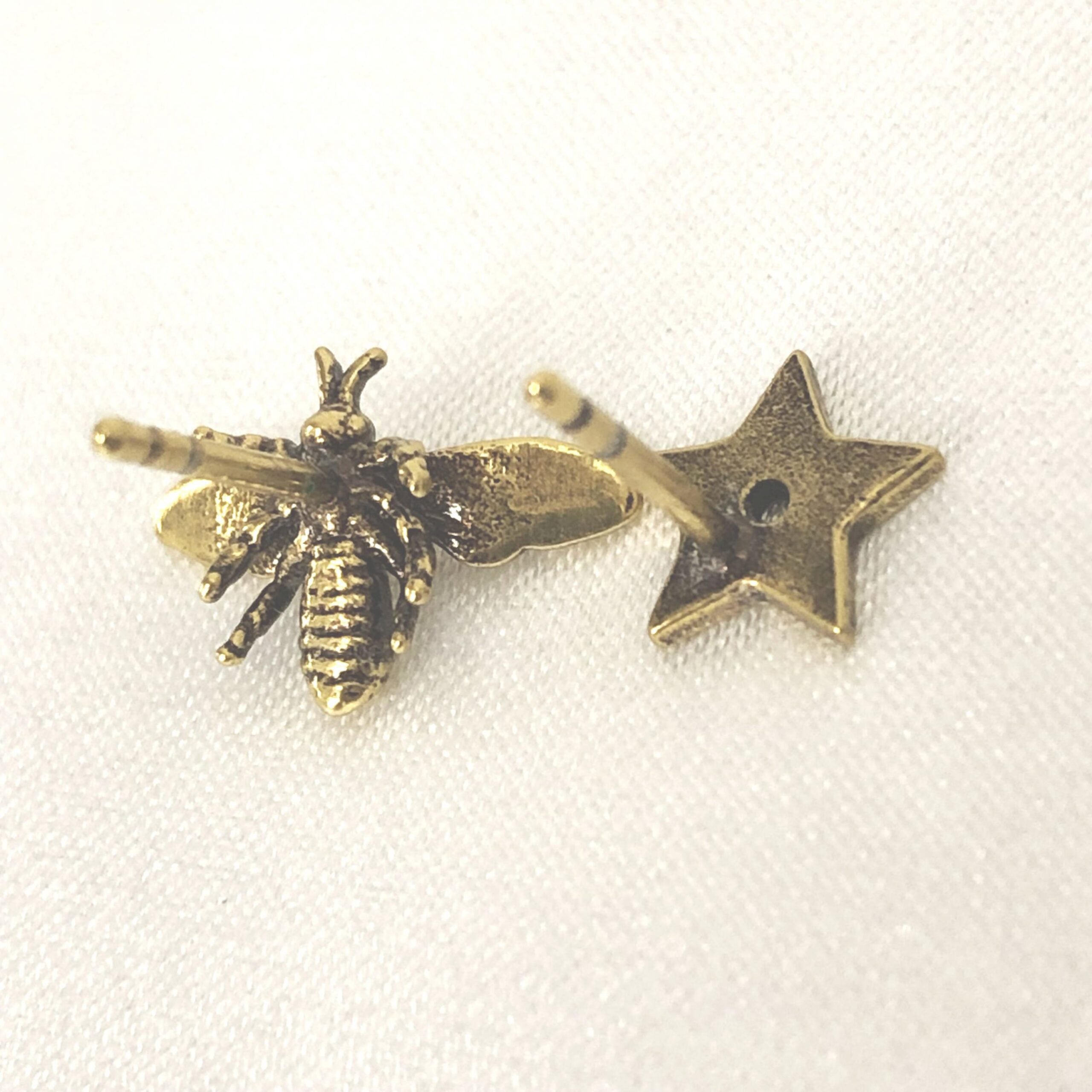 Pre-Owned Christian Dior Crystal Embellished Metal Bee Earrings Silver Women's B+ (Good — light signs of wear)