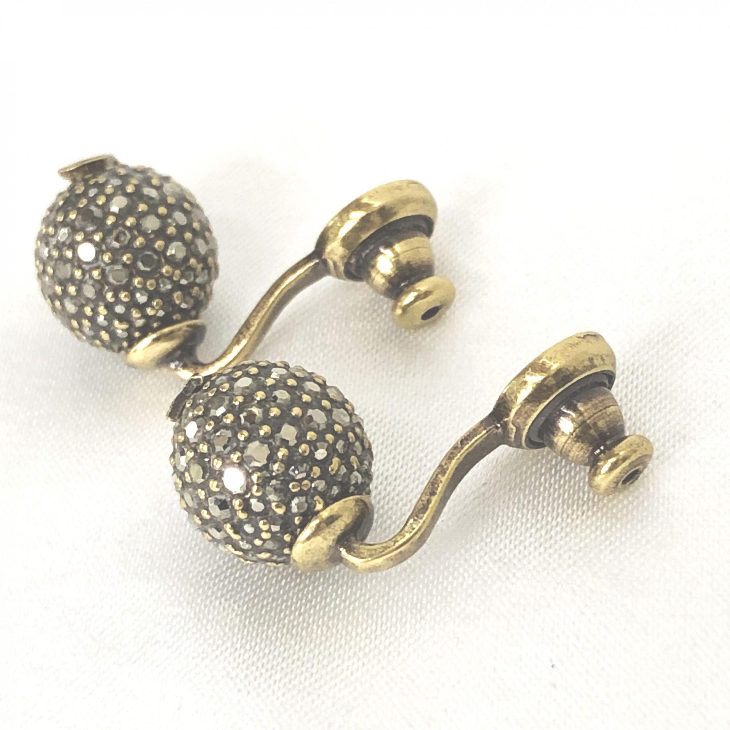 Pre-Owned Christian Dior Crystal Embellished Metal Bee Earrings Silver Women's B+ (Good — light signs of wear)