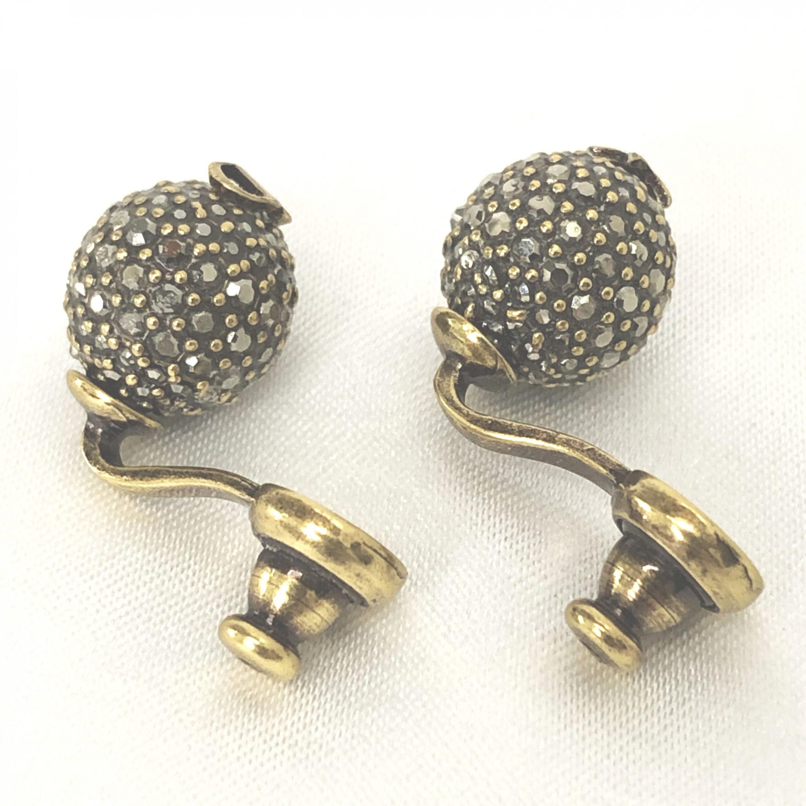 Pre-Owned Christian Dior Crystal Embellished Metal Bee Earrings Silver Women's B+ (Good — light signs of wear)