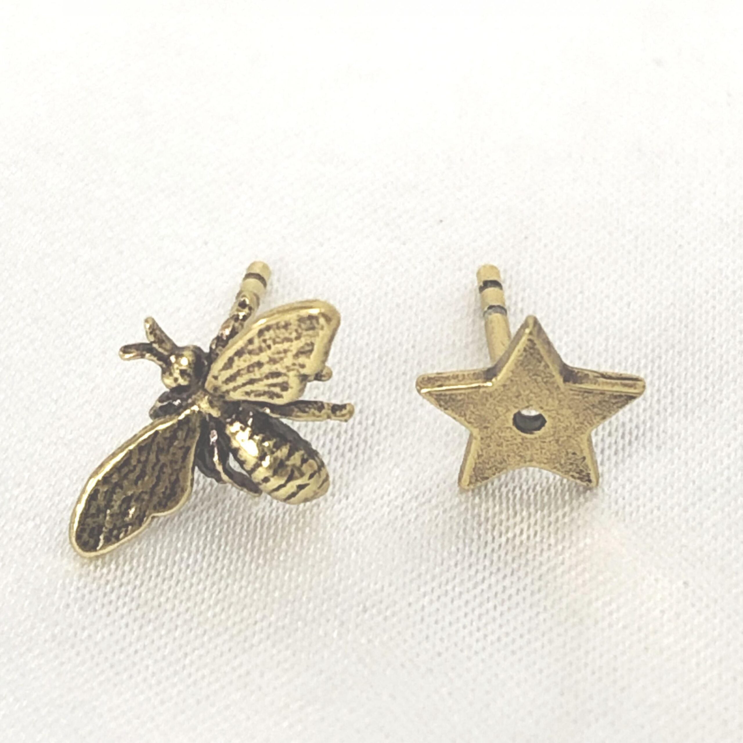 Pre-Owned Christian Dior Crystal Embellished Metal Bee Earrings Silver Women's B+ (Good — light signs of wear)