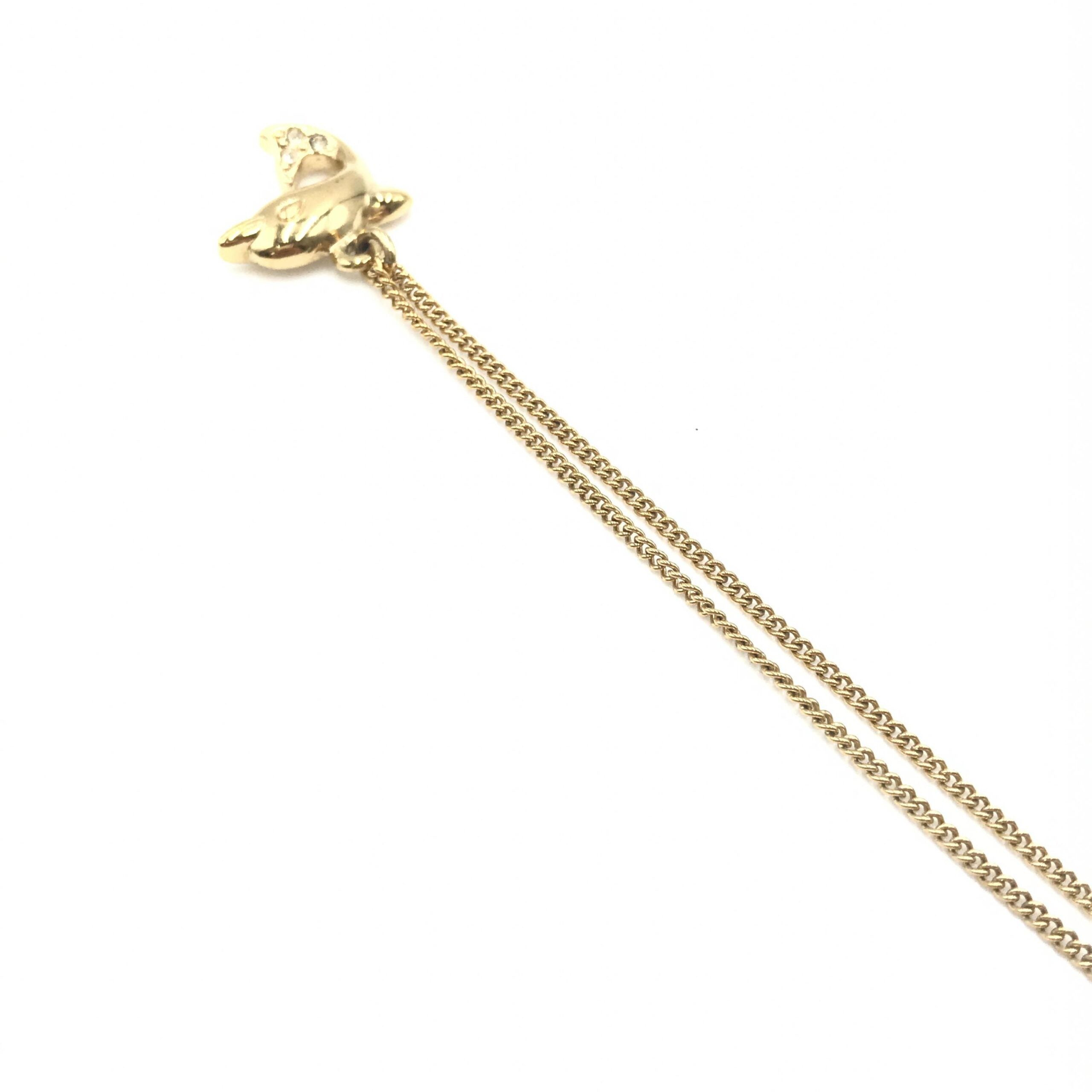 Pre-Owned Christian Dior Dolphin Motif Rhinestone Gold Plated Necklace Gold Women's AB (Very Good — between Lightly Used and Used)