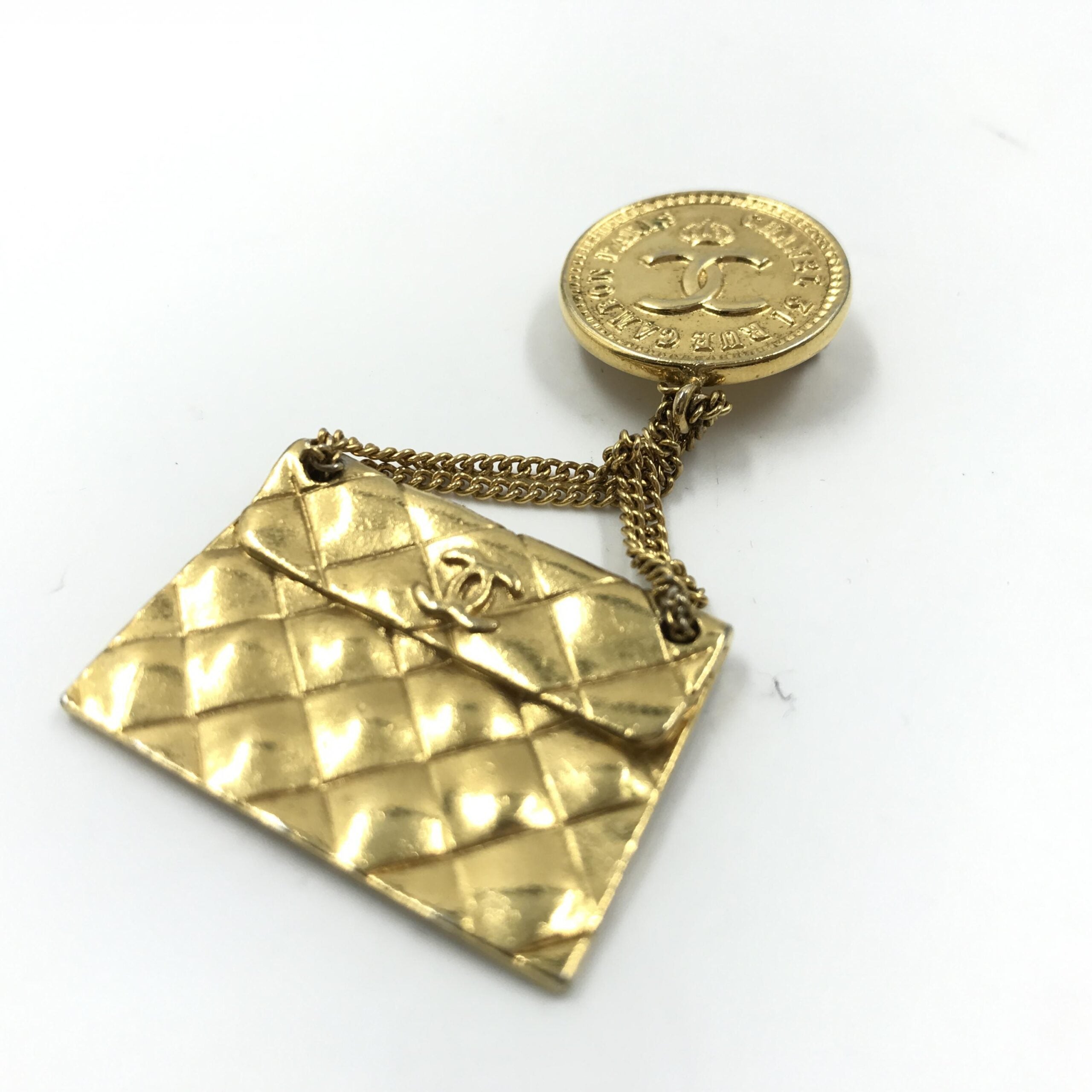 Chanel Gold Plated Bag Motif Brooch - PreLoved & Luxe