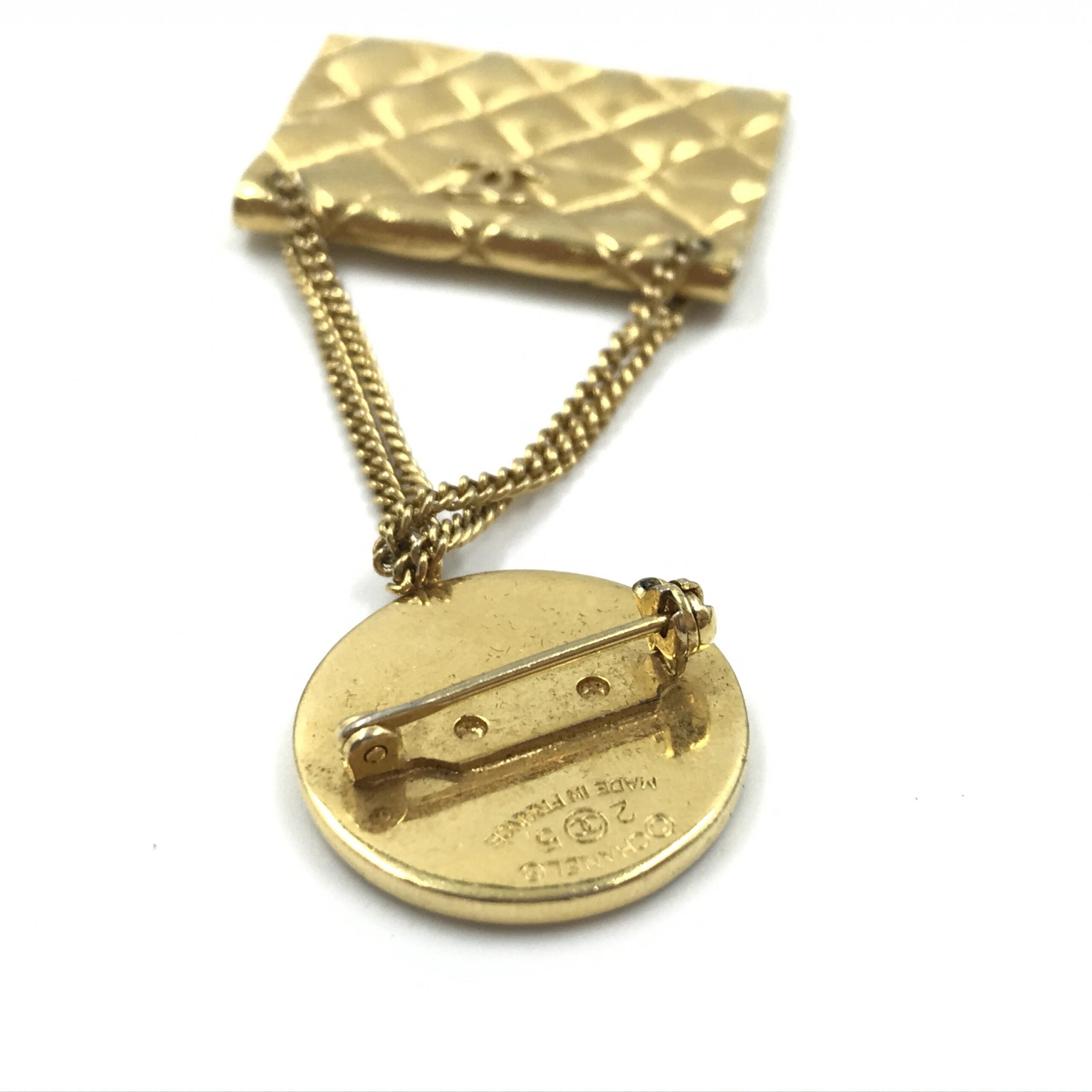 Pre-Owned Chanel Gold Plated Bag Motif Brooch Gold Women's AB (Very Good — between Lightly Used and Used)