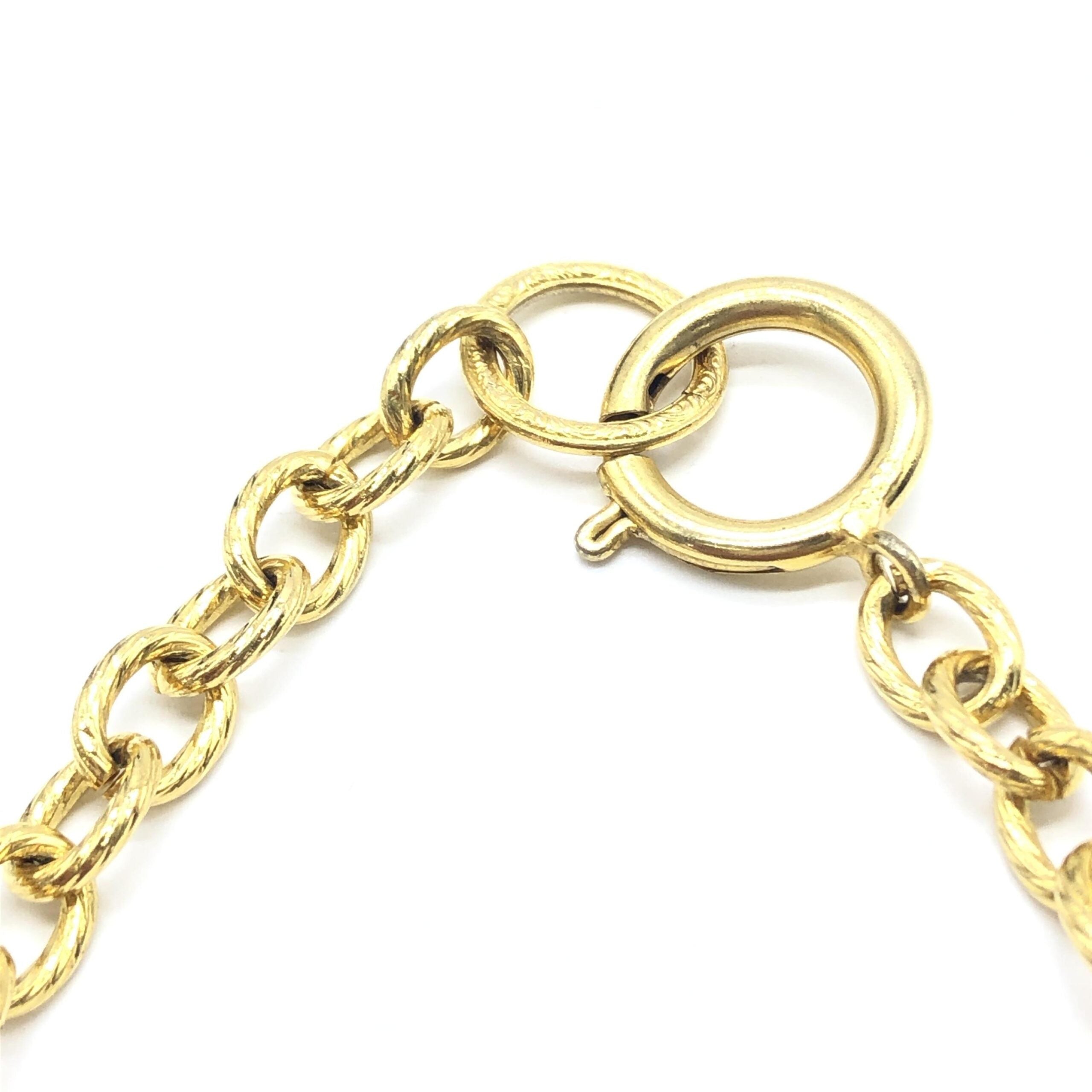 Pre-Owned Chanel Gold Plated Chain Necklace With Bow Charms Gold Women's AB (Very Good — between Lightly Used and Used)