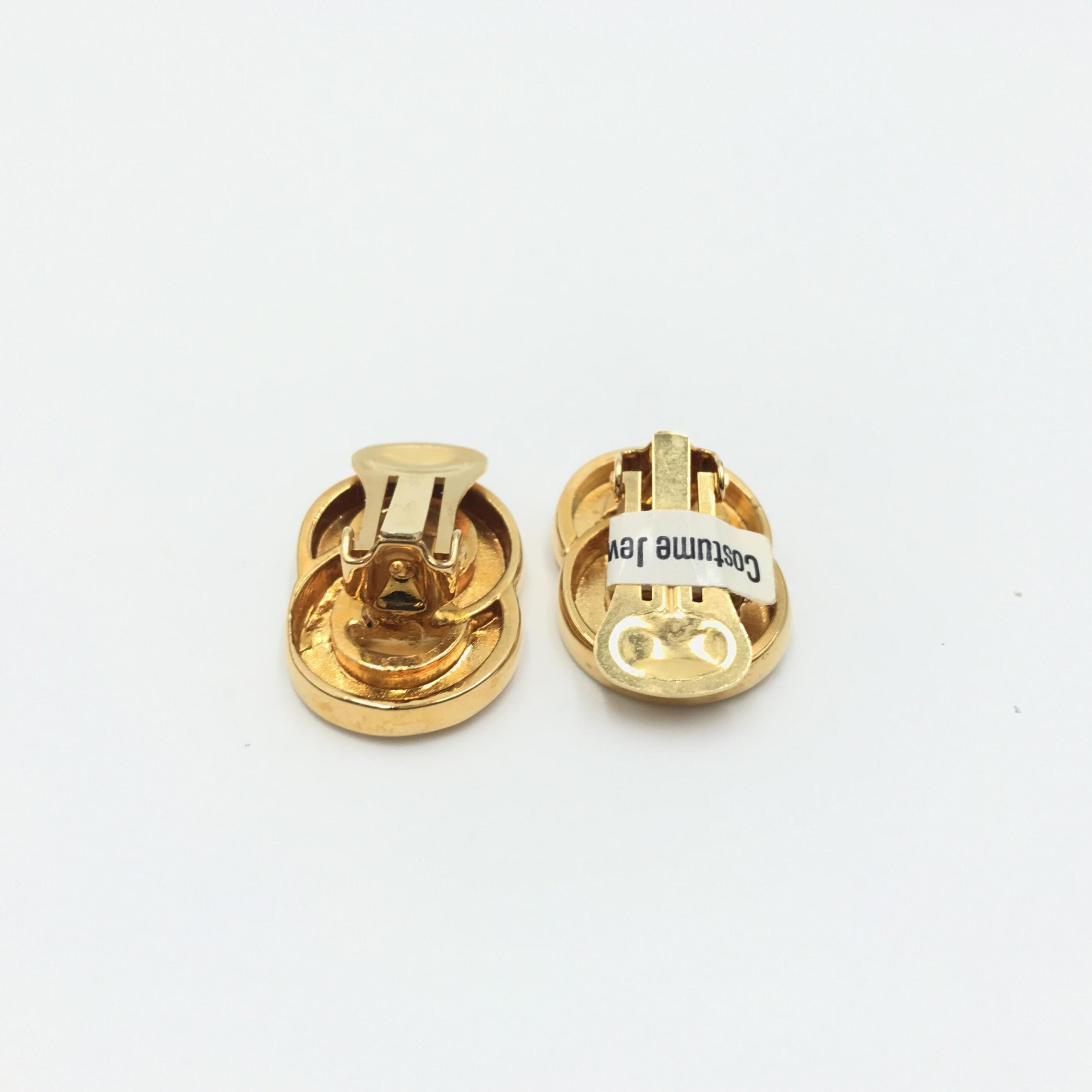 Pre-Owned Celine Gold Tone Double Round Motif Earrings Gold Women's AB (Very Good — between Lightly Used and Used)