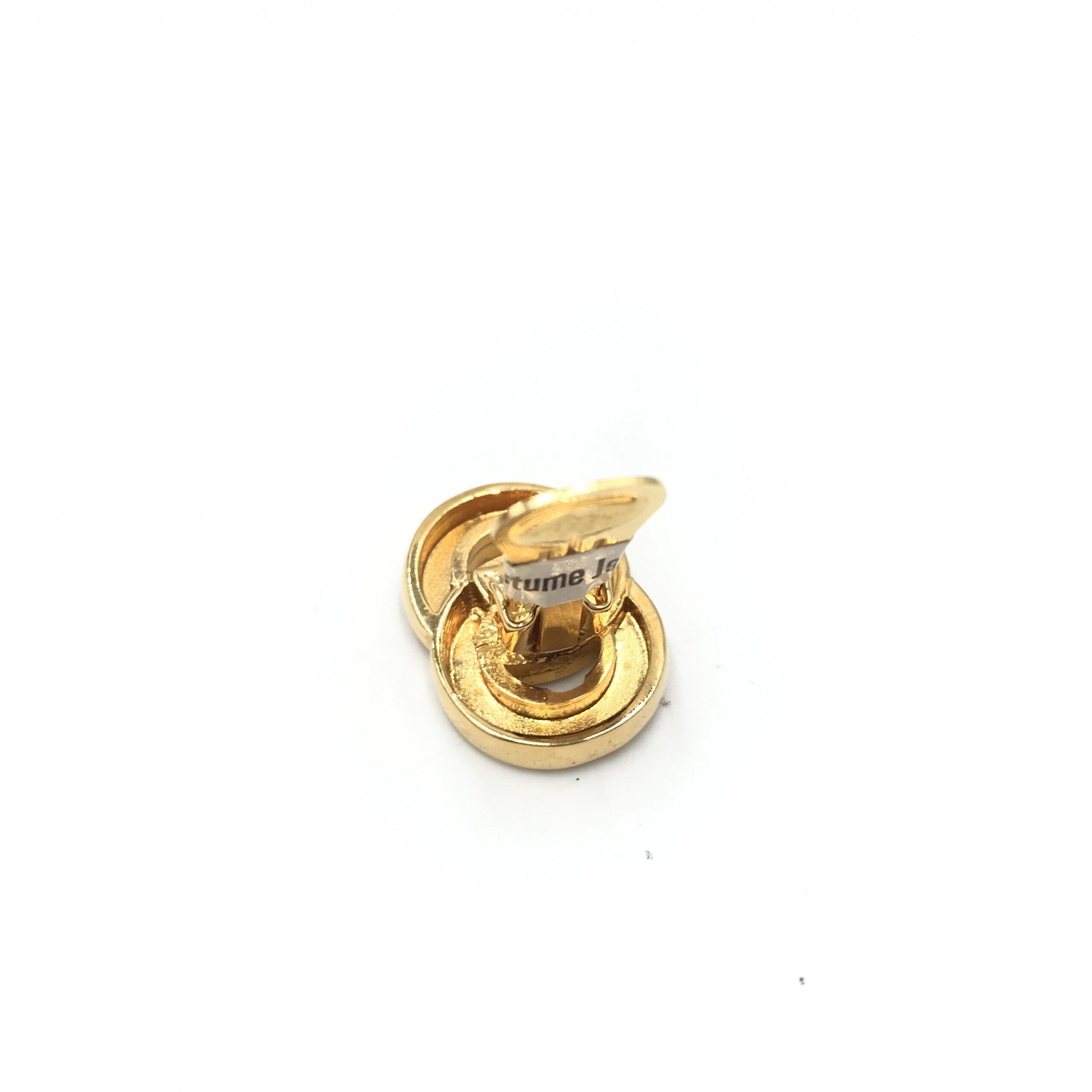 Pre-Owned Celine Gold Tone Double Round Motif Earrings Gold Women's AB (Very Good — between Lightly Used and Used)