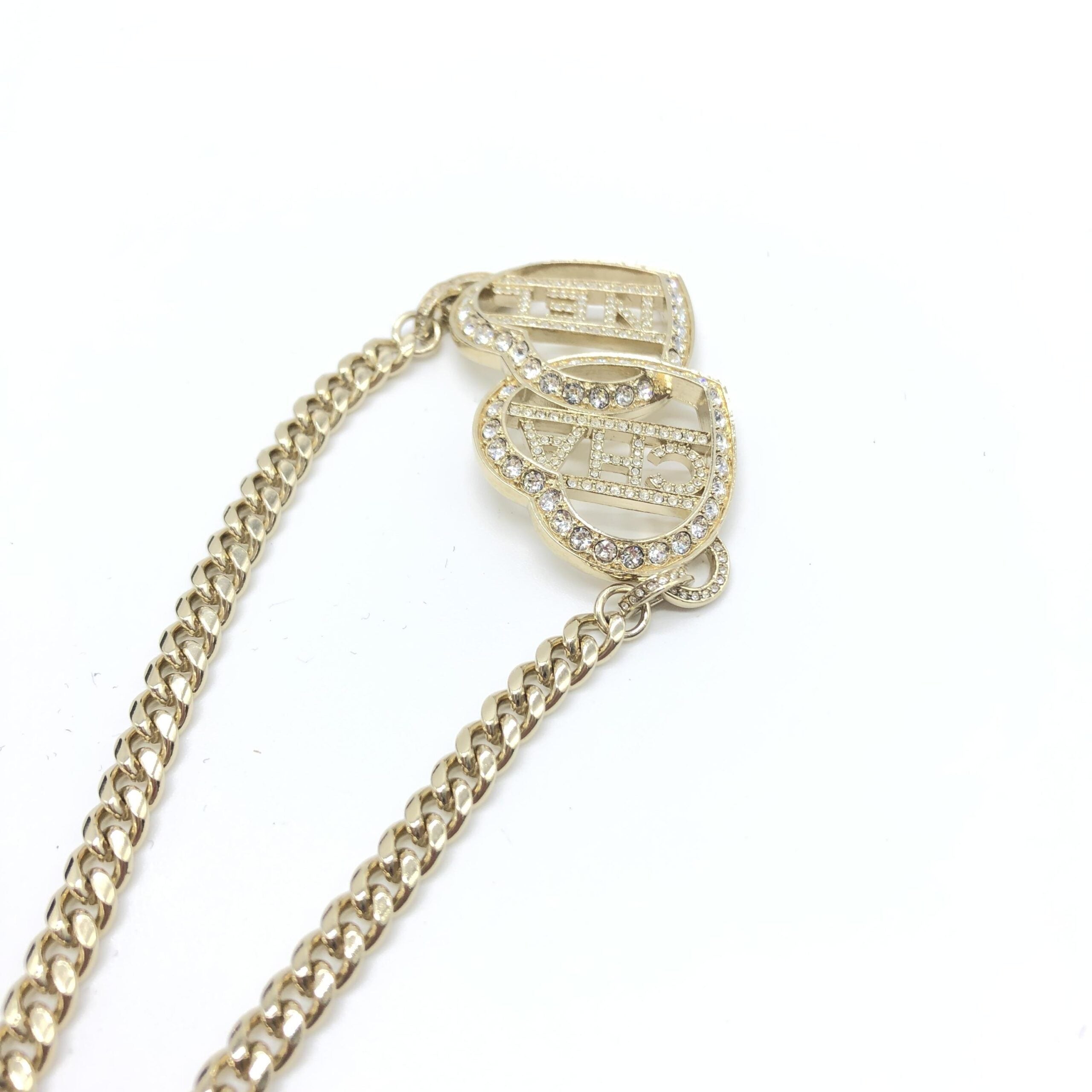 Pre-Owned Chanel Gold Tone Heart Choker Necklace With Logo Gold Women's AB (Very Good — between Lightly Used and Used)