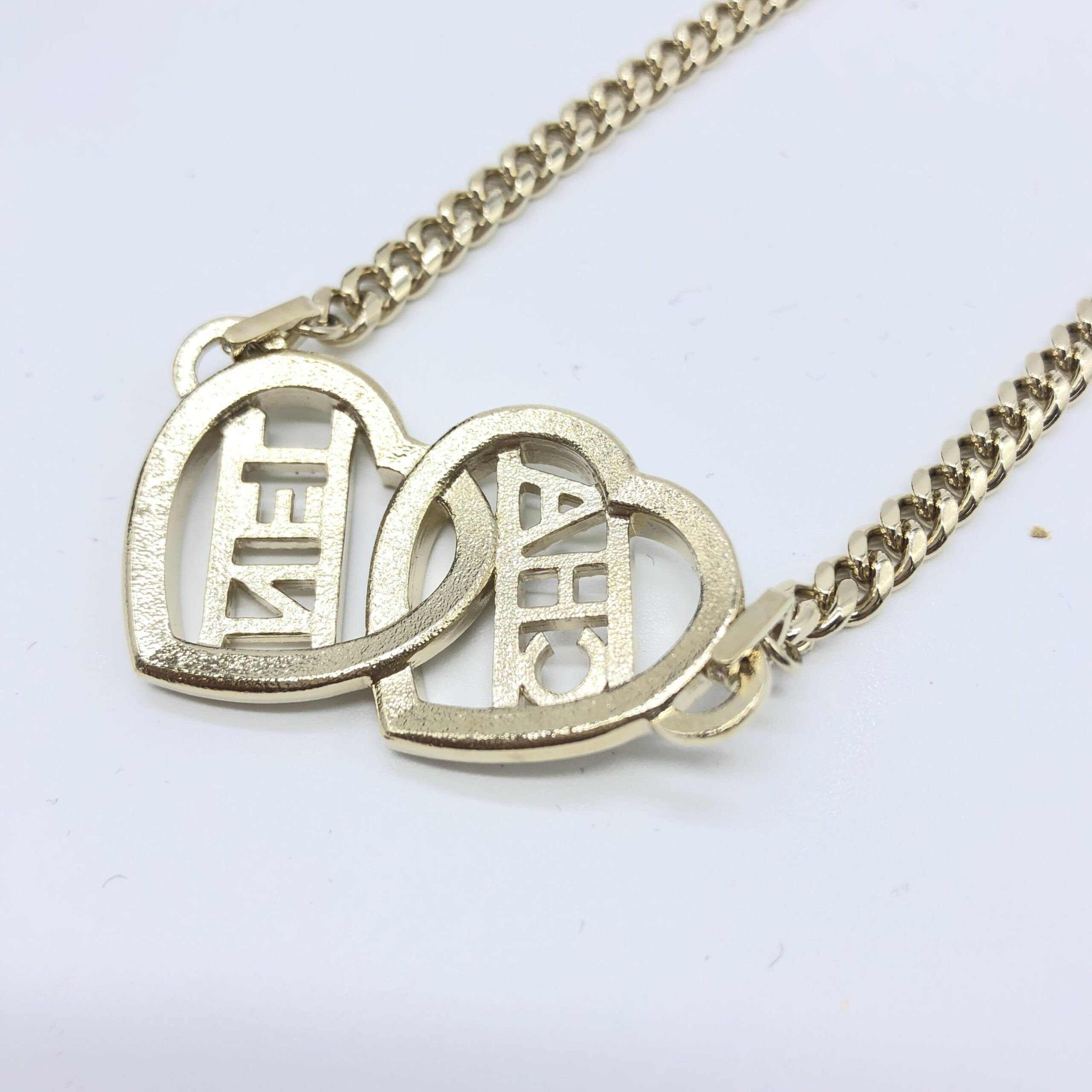 Pre-Owned Chanel Gold Tone Heart Choker Necklace With Logo Gold Women's AB (Very Good — between Lightly Used and Used)
