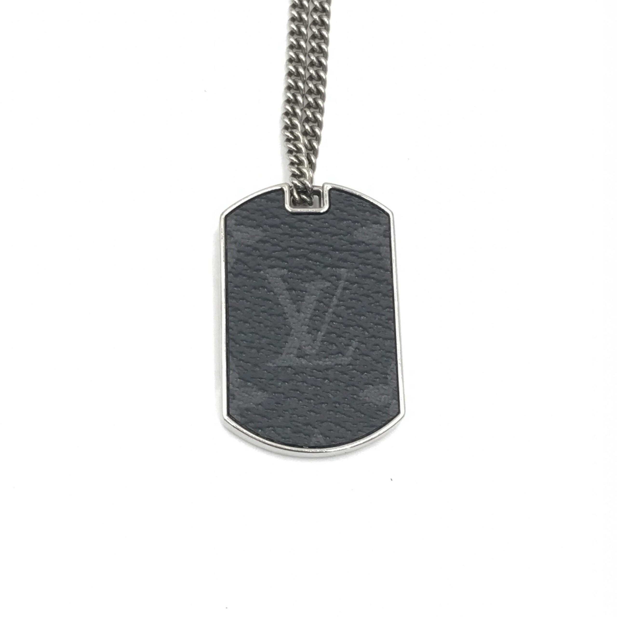 Pre-Owned Louis Vuitton Leather Monogram Eclipse Pendant Necklace Black Women's AB (Very Good — between Lightly Used and Used)