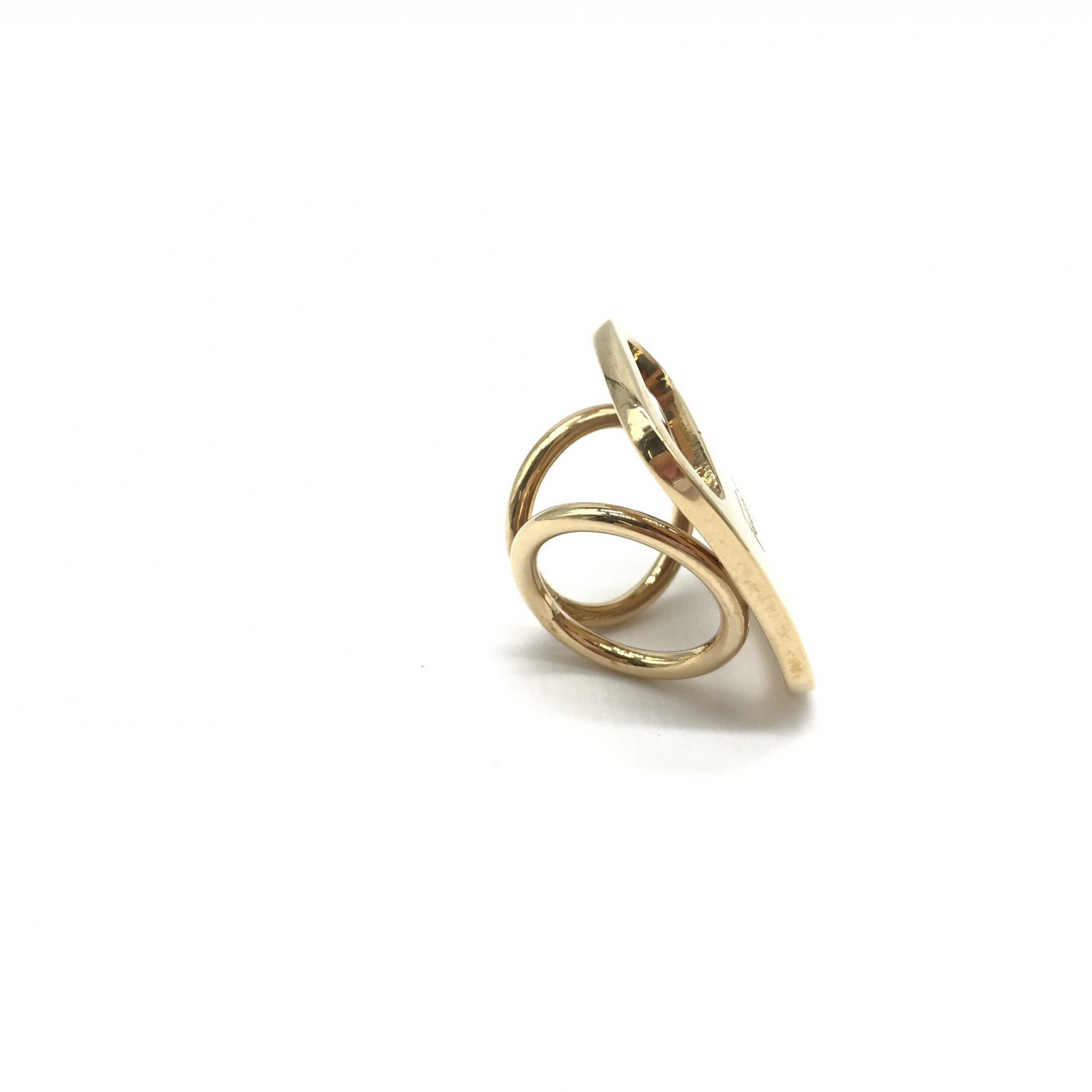 Pre-Owned Salvatore Ferragamo PLEATS PLEASE Designer Scarf Ring Gold Women's B (Good — visible signs of wear)