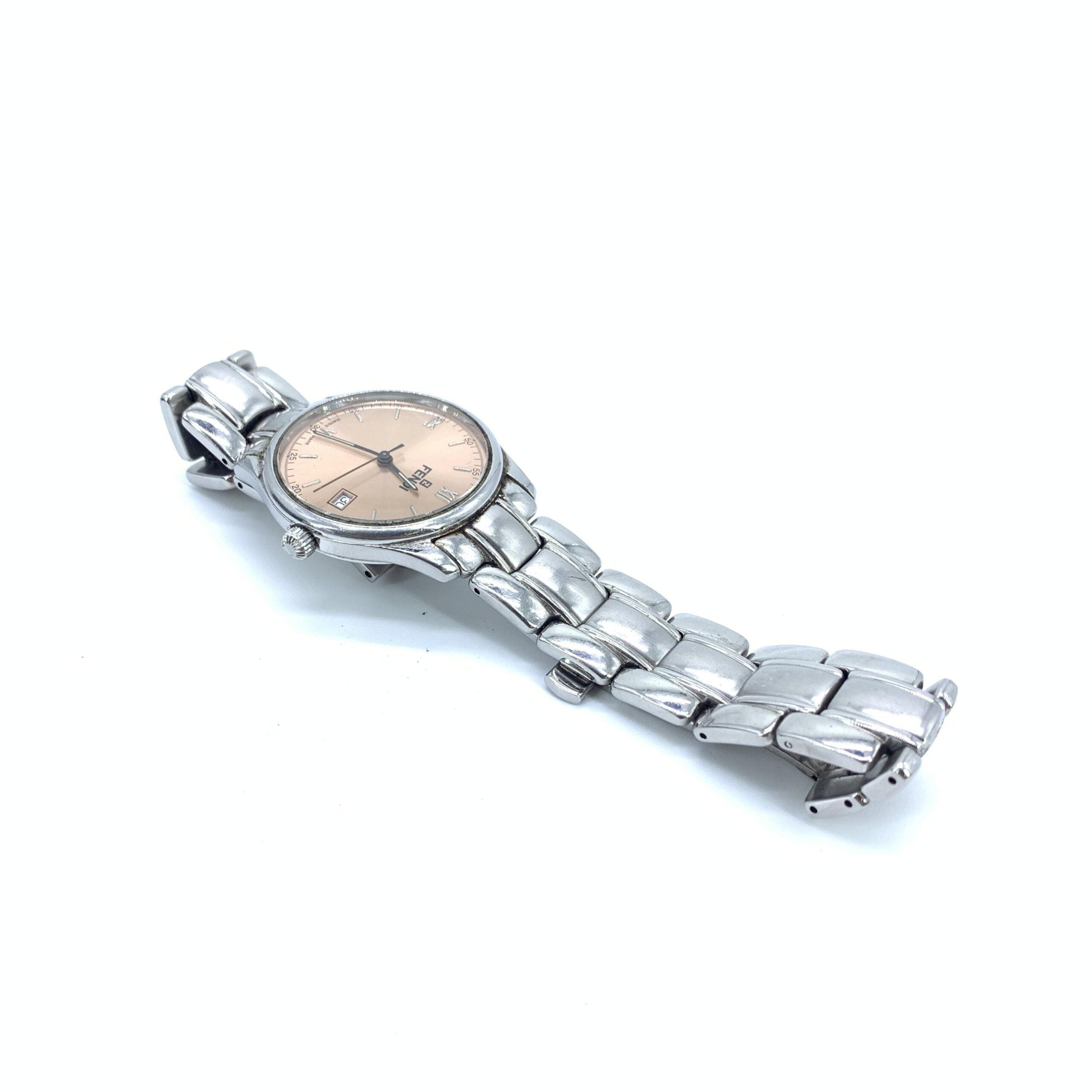 Pre-Owned Fendi Pink Champagne Dial Quartz Watch, Stainless Steel Silver Women's AB (Very Good — between Lightly Used and Used)