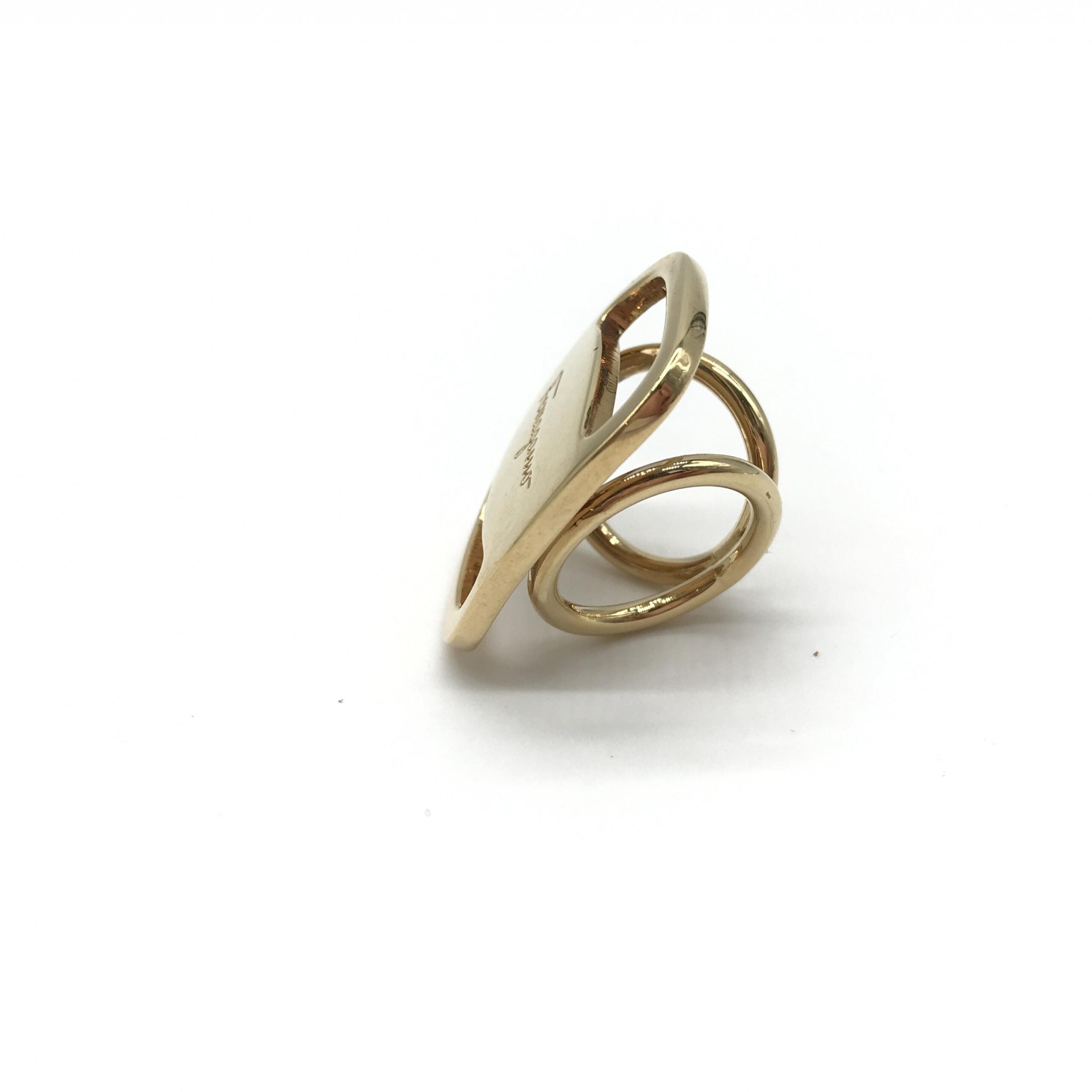 Pre-Owned Salvatore Ferragamo PLEATS PLEASE Designer Scarf Ring Gold Women's B (Good — visible signs of wear)