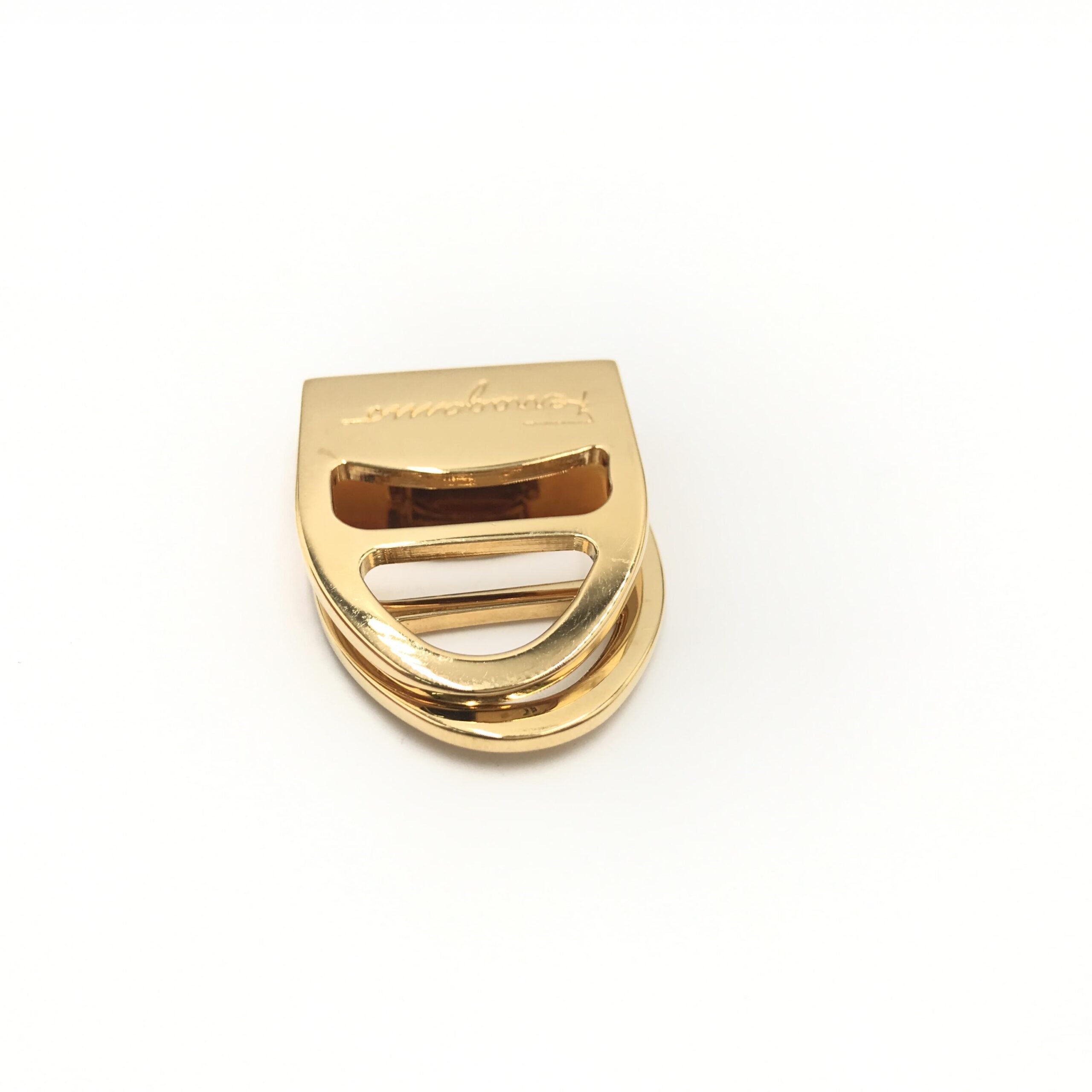 Pre-Owned Salvatore Ferragamo Vara Metal Scarf Ring Gold Women's B (Good — visible signs of wear)