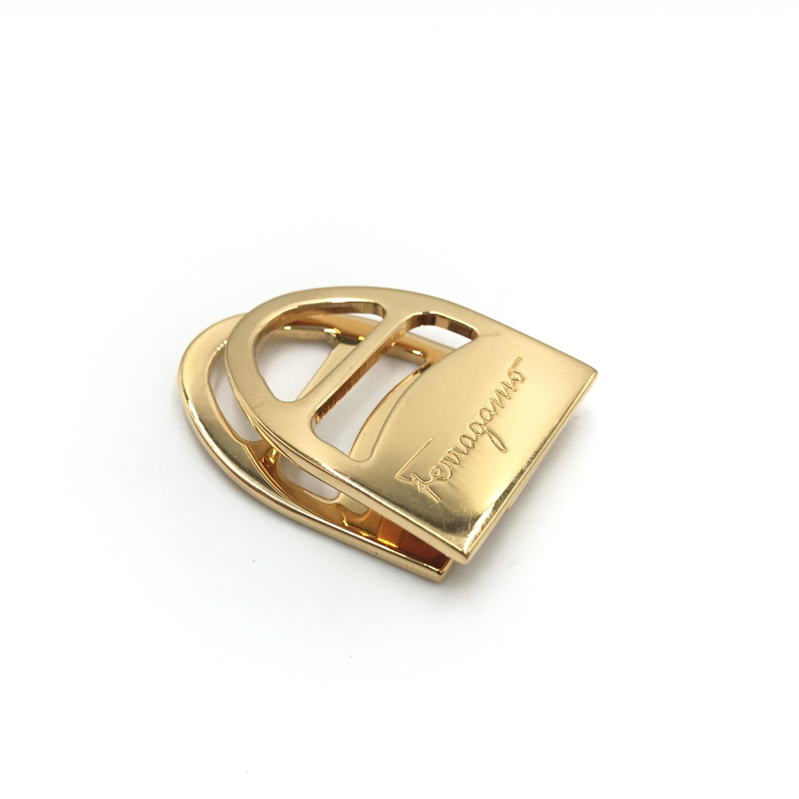 Pre-Owned Salvatore Ferragamo Vara Metal Scarf Ring Gold Women's B (Good — visible signs of wear)