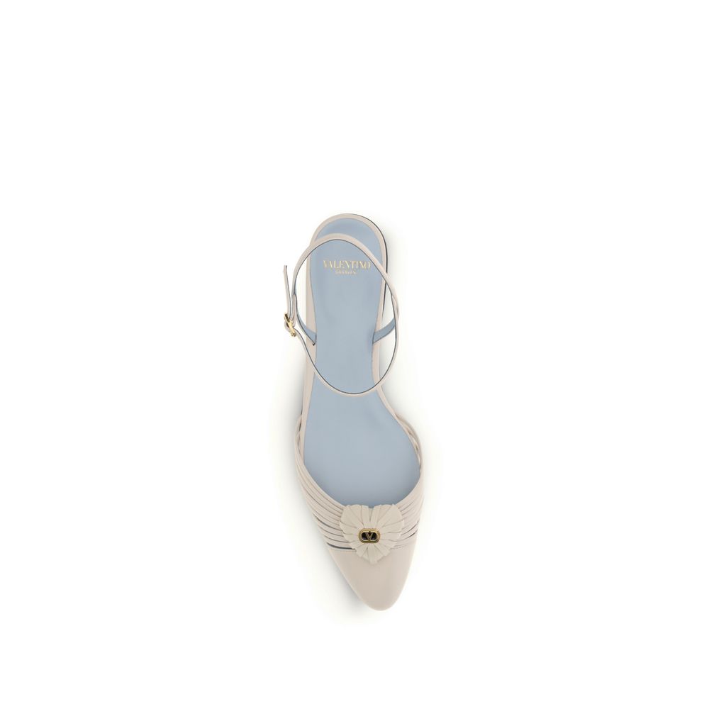 Valentino Garavani Beige Goatskin Flat Sandals