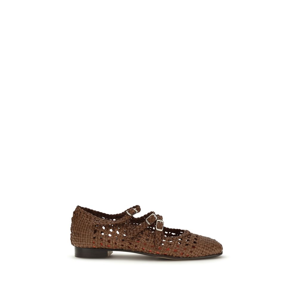 Carel Paris Brown Leather Ballet Flats
